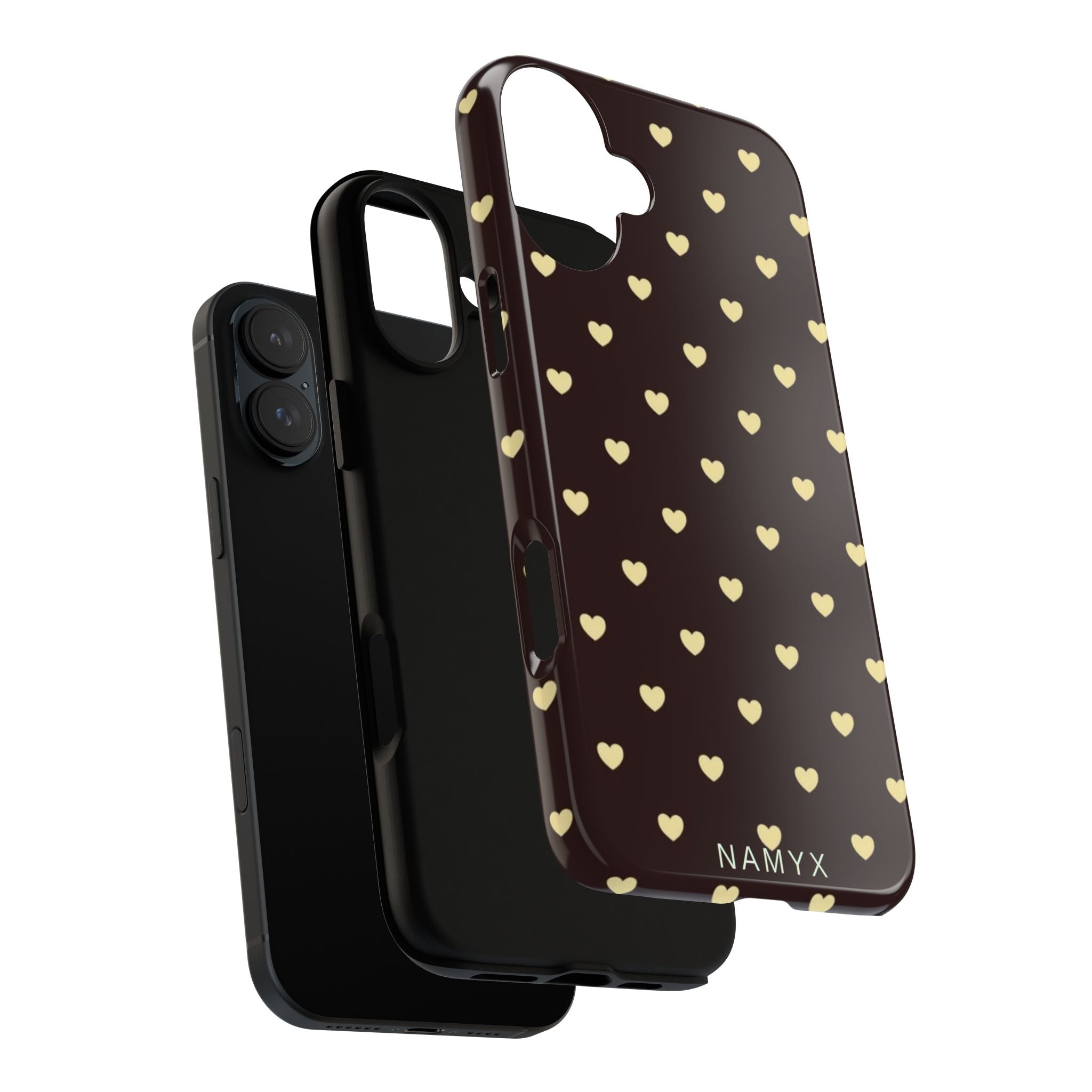 Tough Case — Brown Phone Case with Cream Heart Pattern