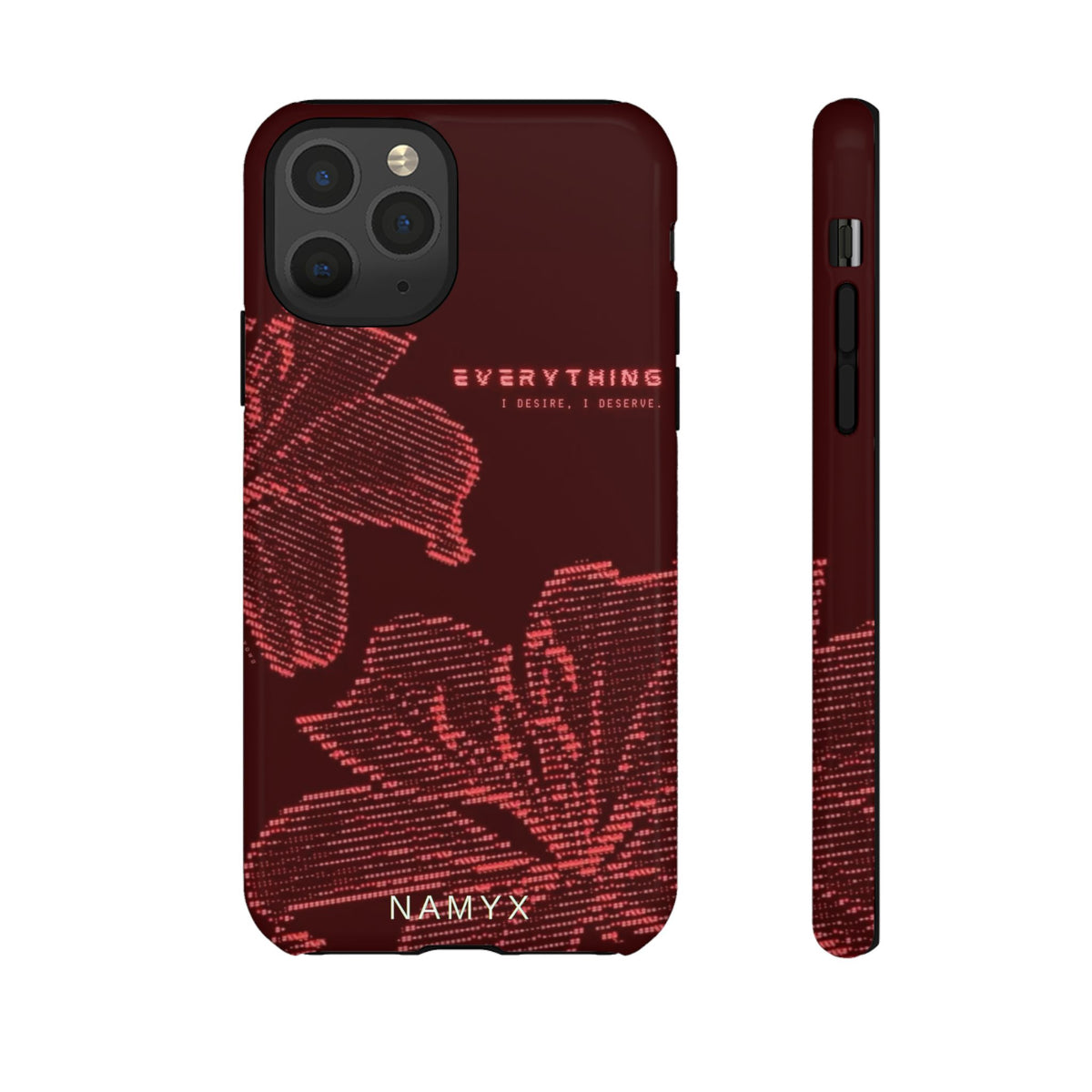 Floral Tough Phone Case — 'Everything' Burgundy Protective Cover