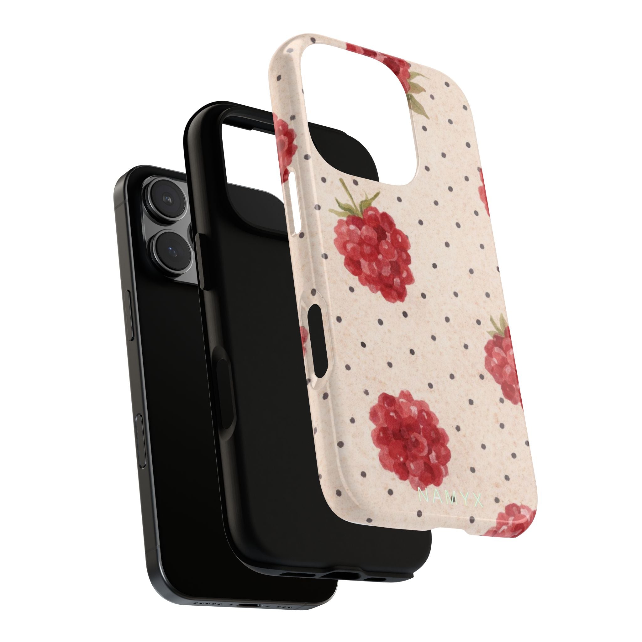 Raspberry Dotted Tough Phone Case — Vintage Floral Protective Cover