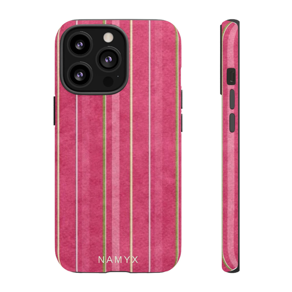 Pink Vertical Stripe Tough Phone Case — Durable Protective iPhone Cover with Subtle Vintage Stripes