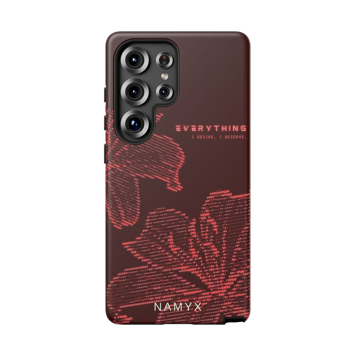 Floral Tough Phone Case — 'Everything' Burgundy Protective Cover