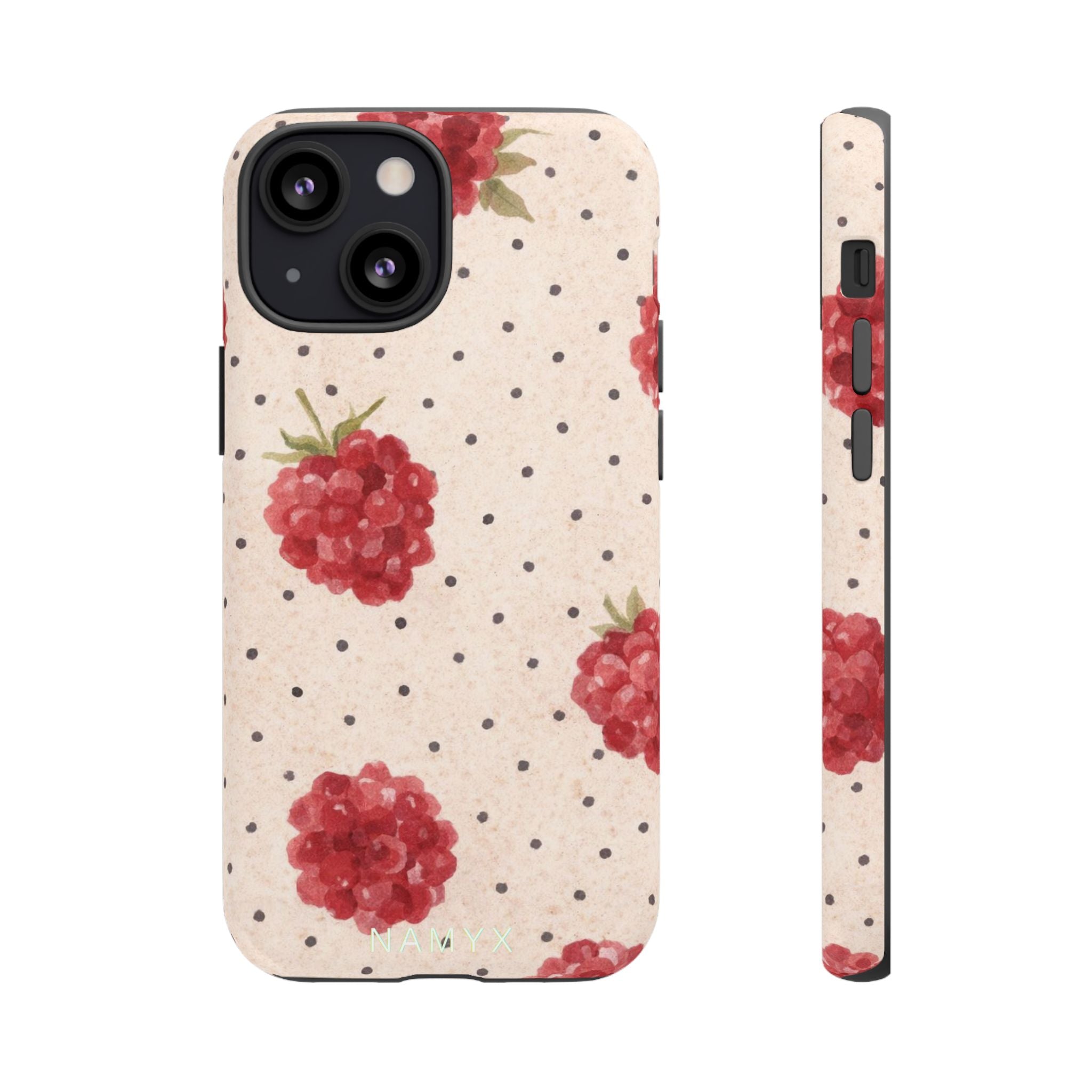 Raspberry Dotted Tough Phone Case — Vintage Floral Protective Cover
