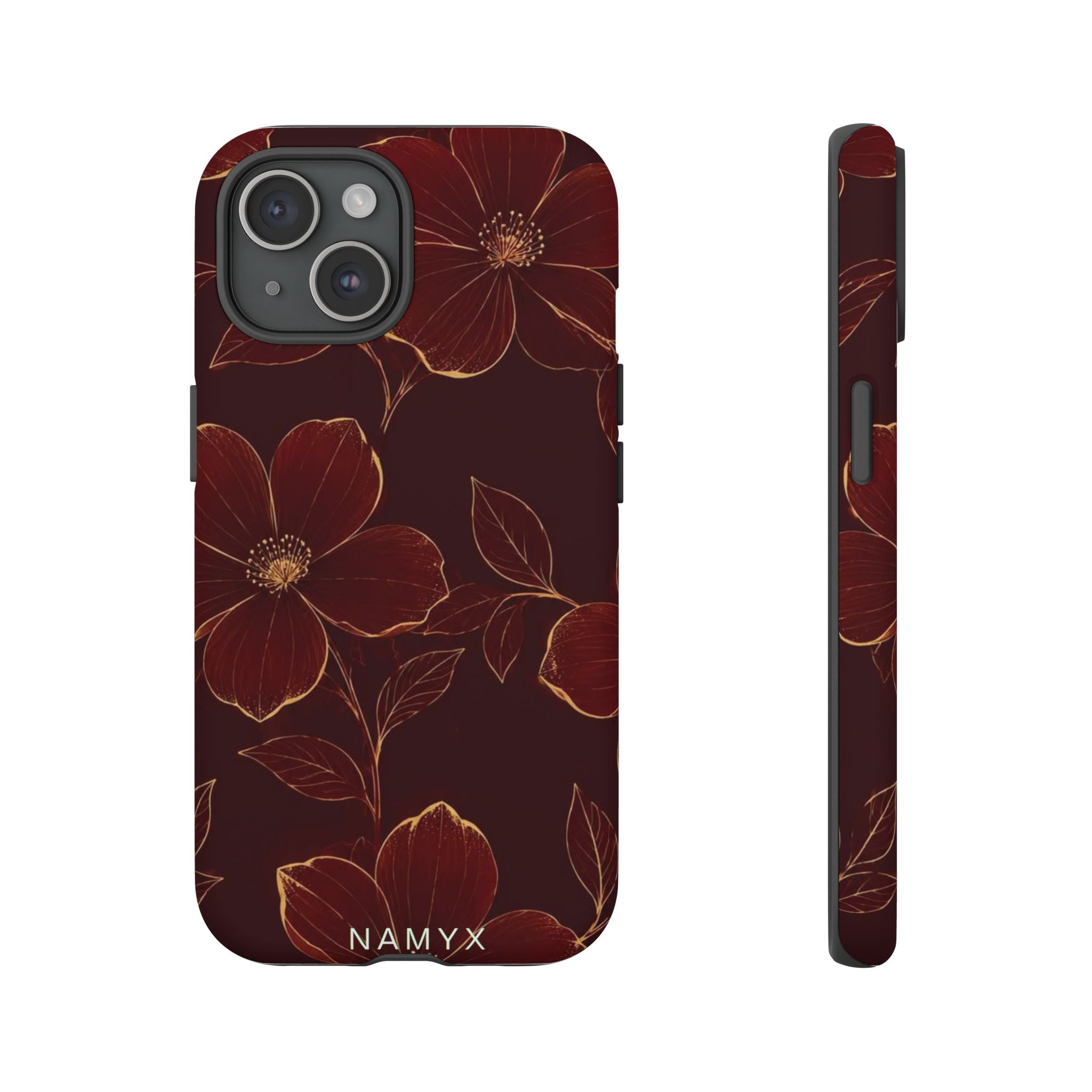 Floral Tough Case — Dark Red Botanical Phone Case