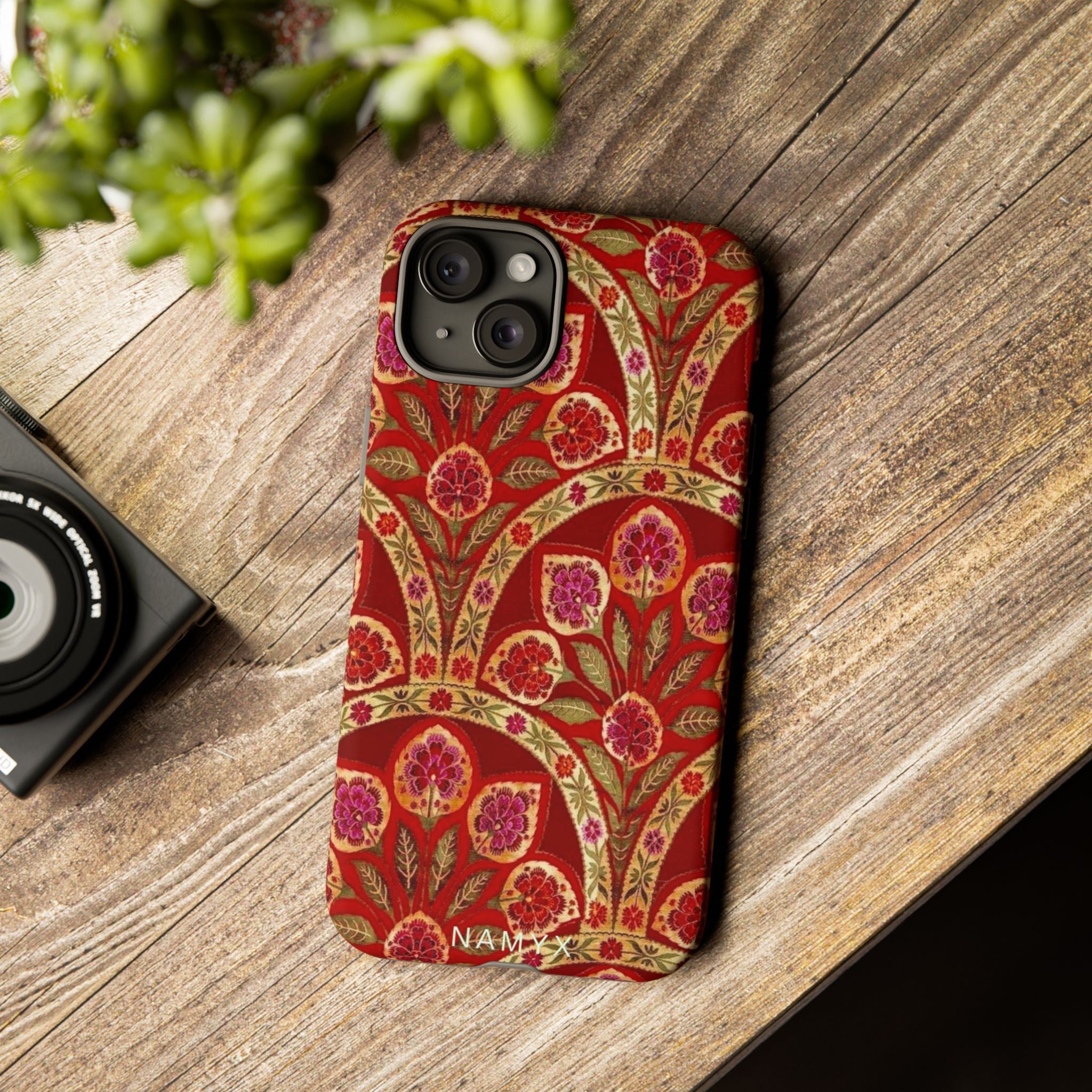 Floral Paisley Tough Phone Case — Red Gold Vintage Pattern