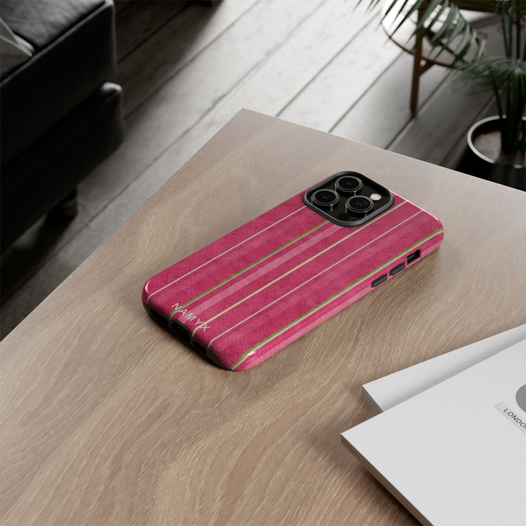 Pink Vertical Stripe Tough Phone Case — Durable Protective iPhone Cover with Subtle Vintage Stripes