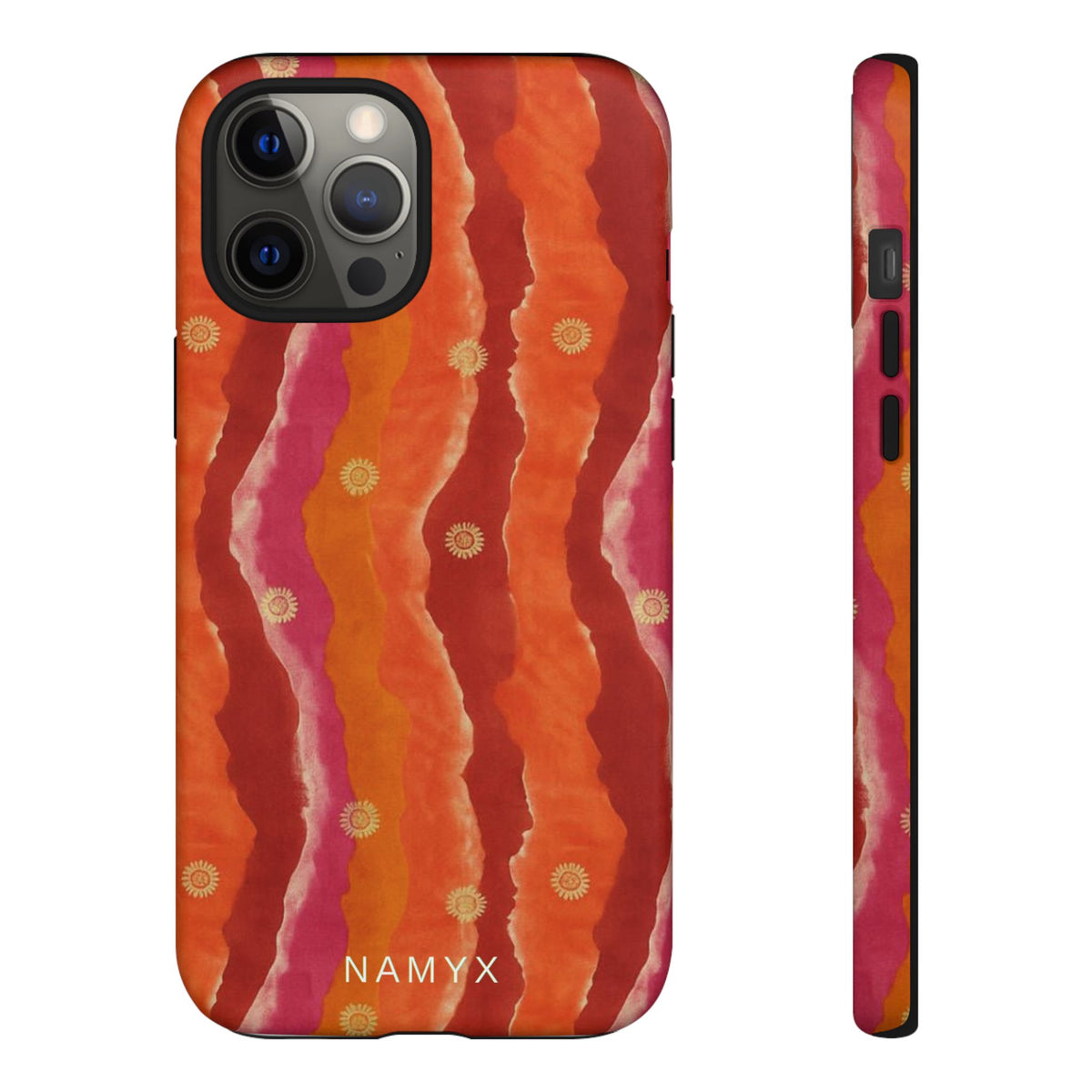 Abstract Red Waves Phone Case — Bold Orange & Pink Protective Tough Case