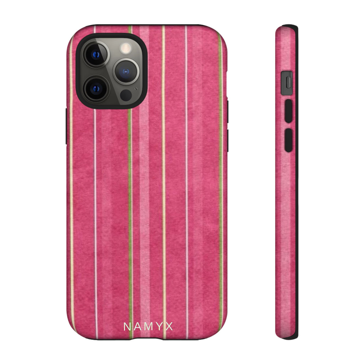 Pink Vertical Stripe Tough Phone Case — Durable Protective iPhone Cover with Subtle Vintage Stripes