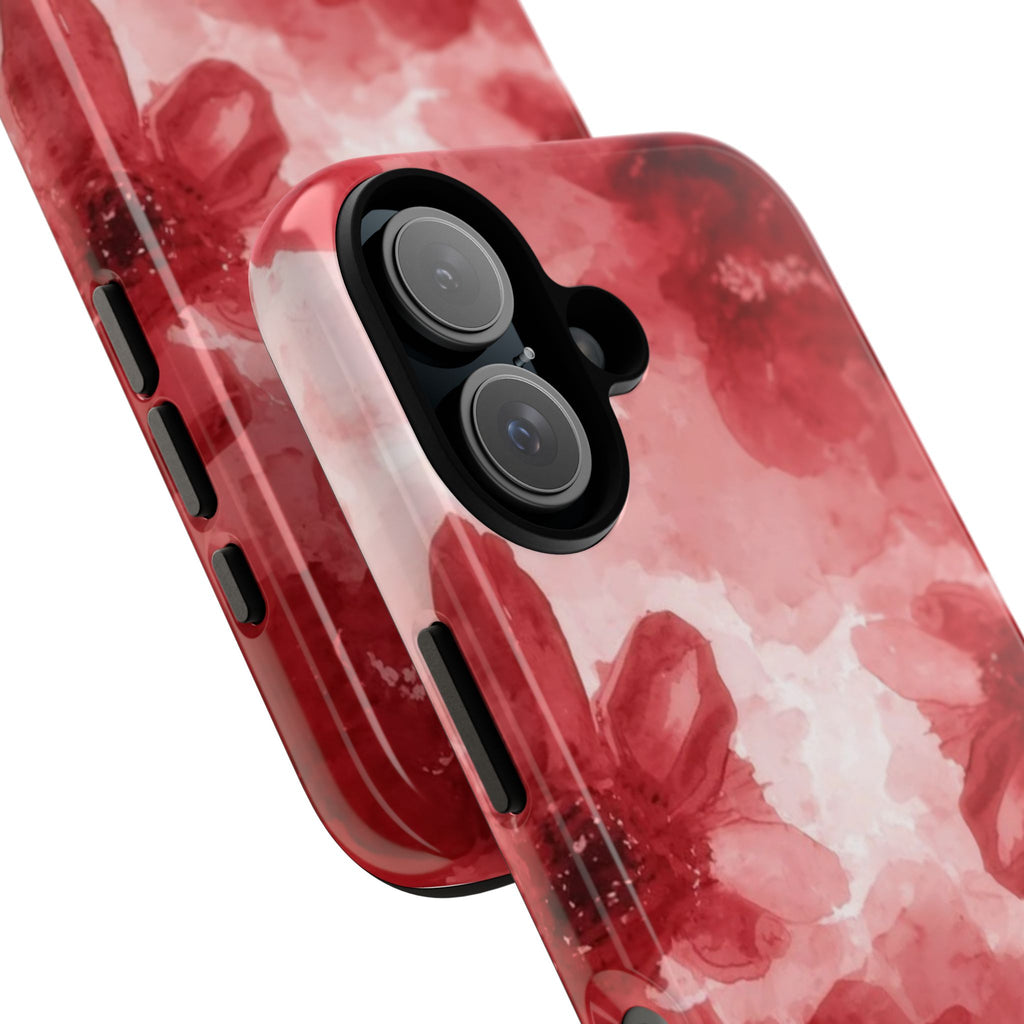 Floral Red Watercolor Tough Phone Case