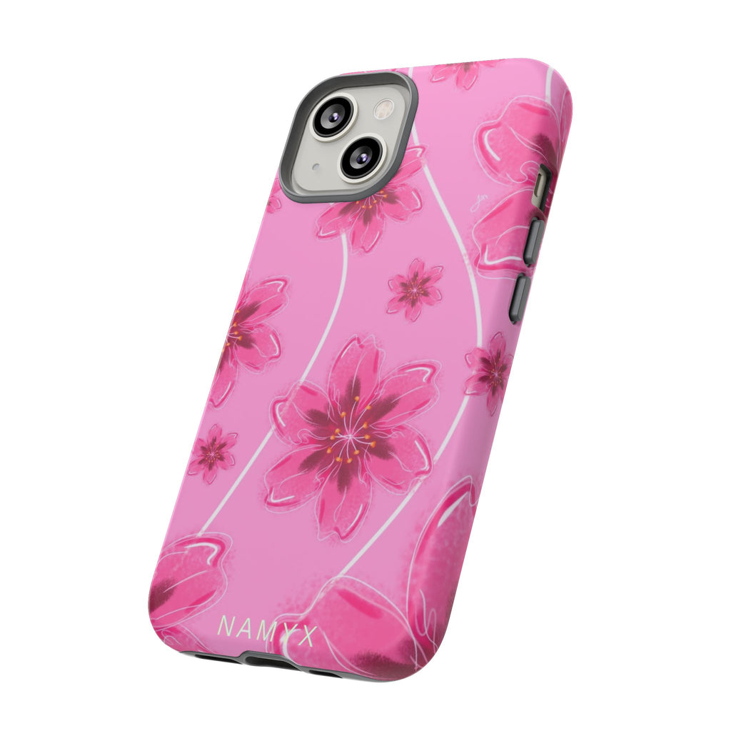 Pink Cherry Blossom Tough Phone Case — Floral Protective Cover