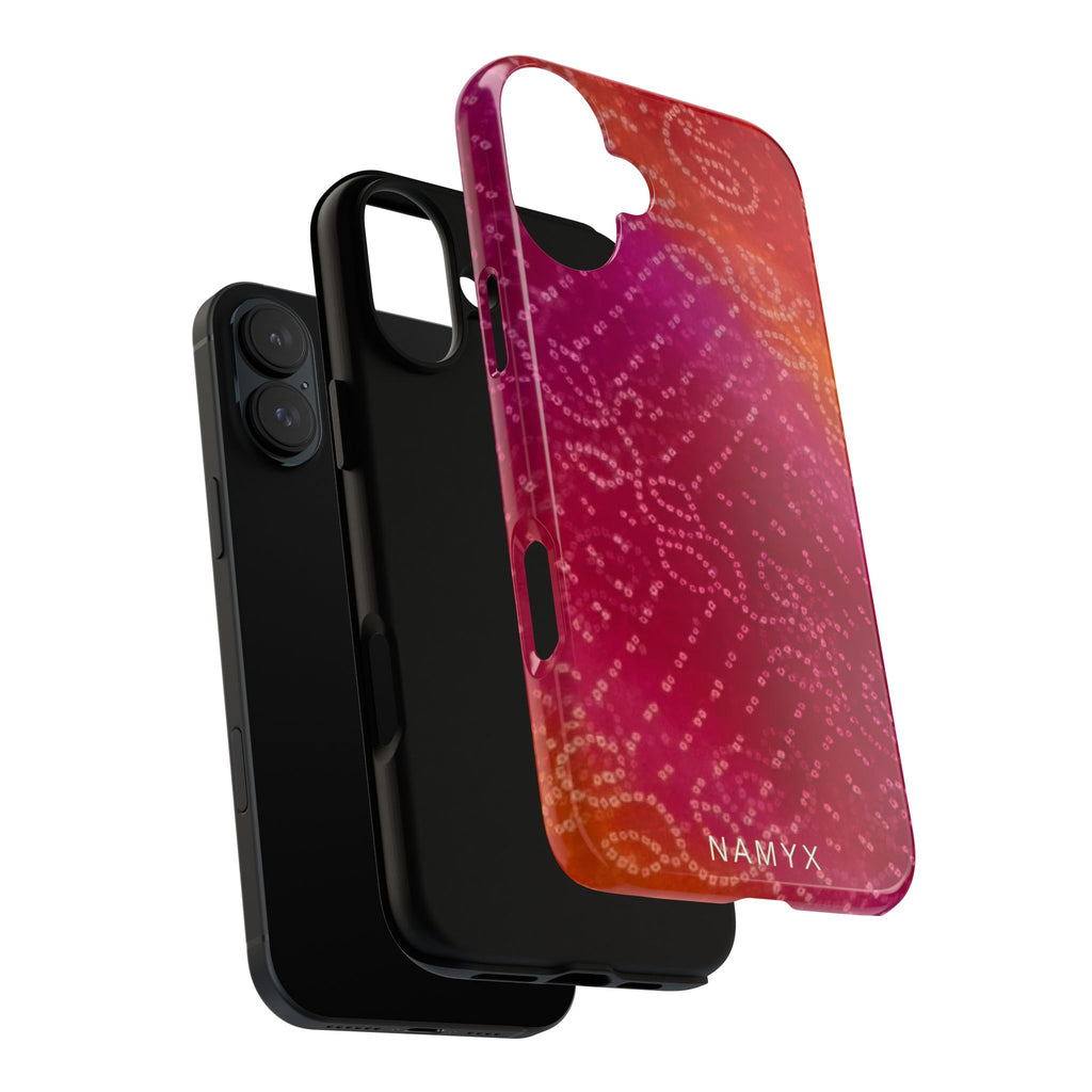 Floral Bandana Tough Case — Protective Phone Case with Pink Orange Paisley Design