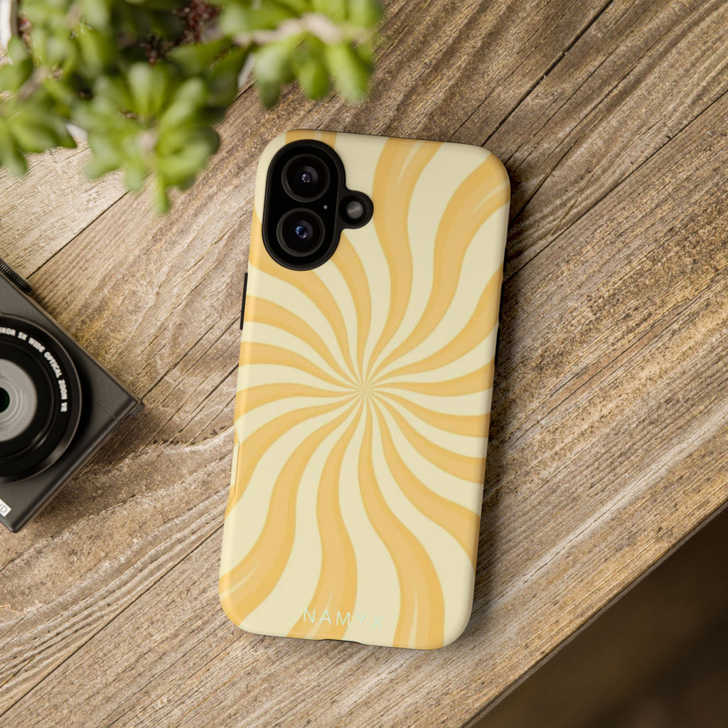 Phone Case — Retro Yellow Swirl Tough Protective Cover