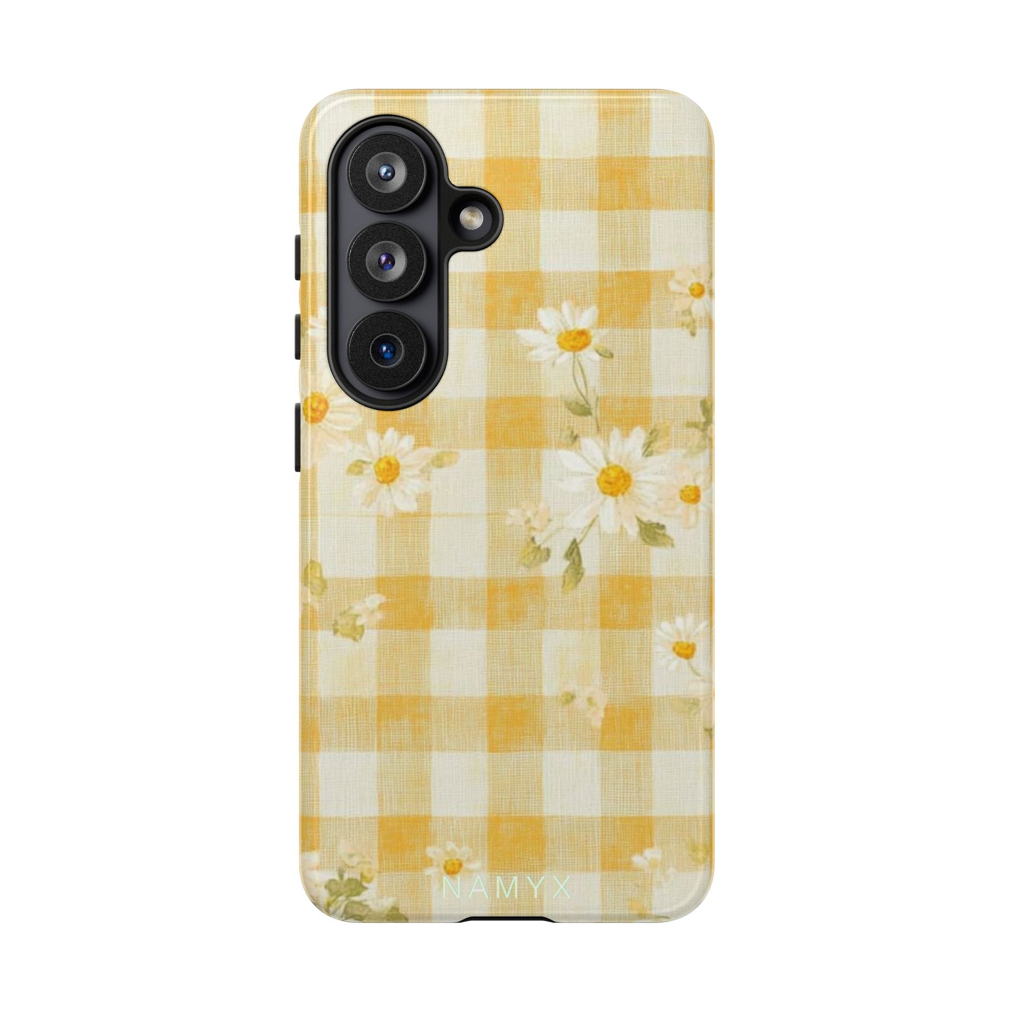 Daisy Gingham Tough Phone Case — Yellow Floral Protective Cover