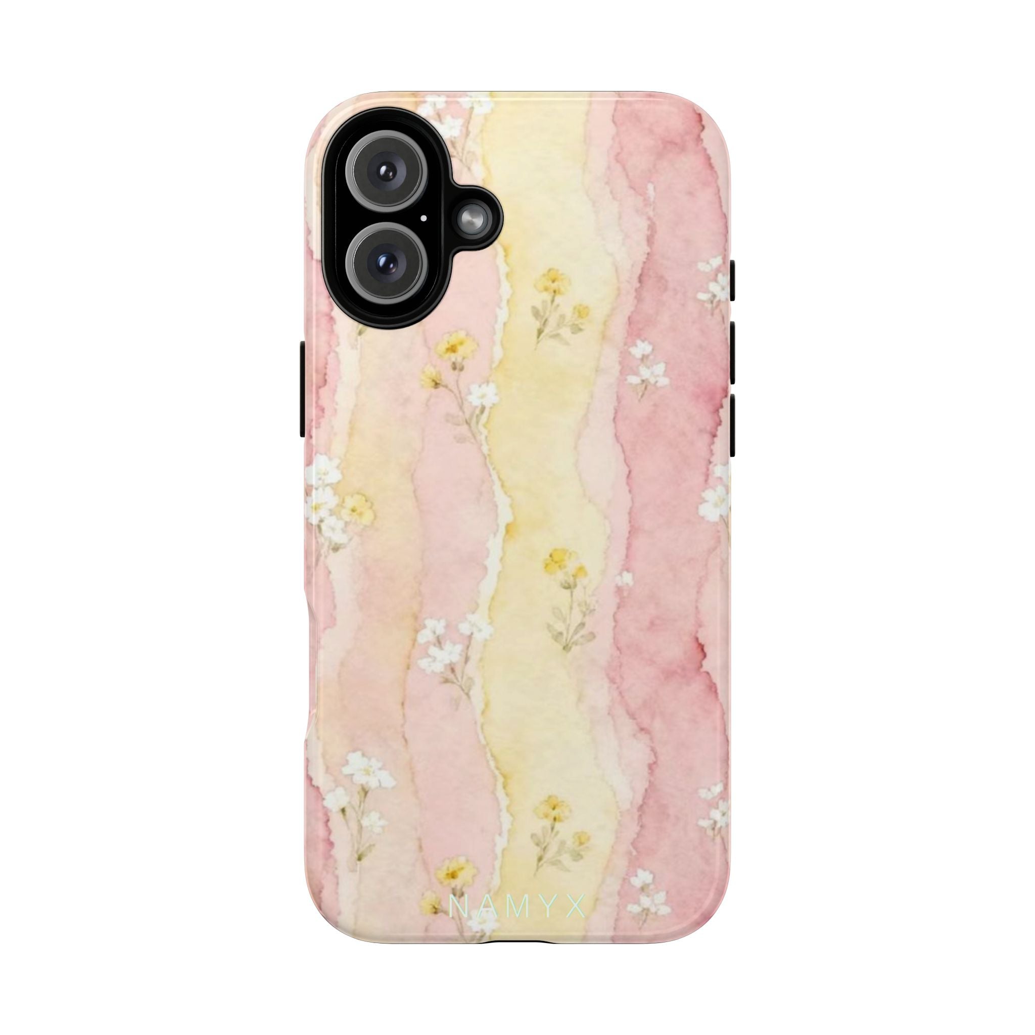 Floral Watercolor Tough Phone Case — Pink & Yellow Daisy Protective Cover