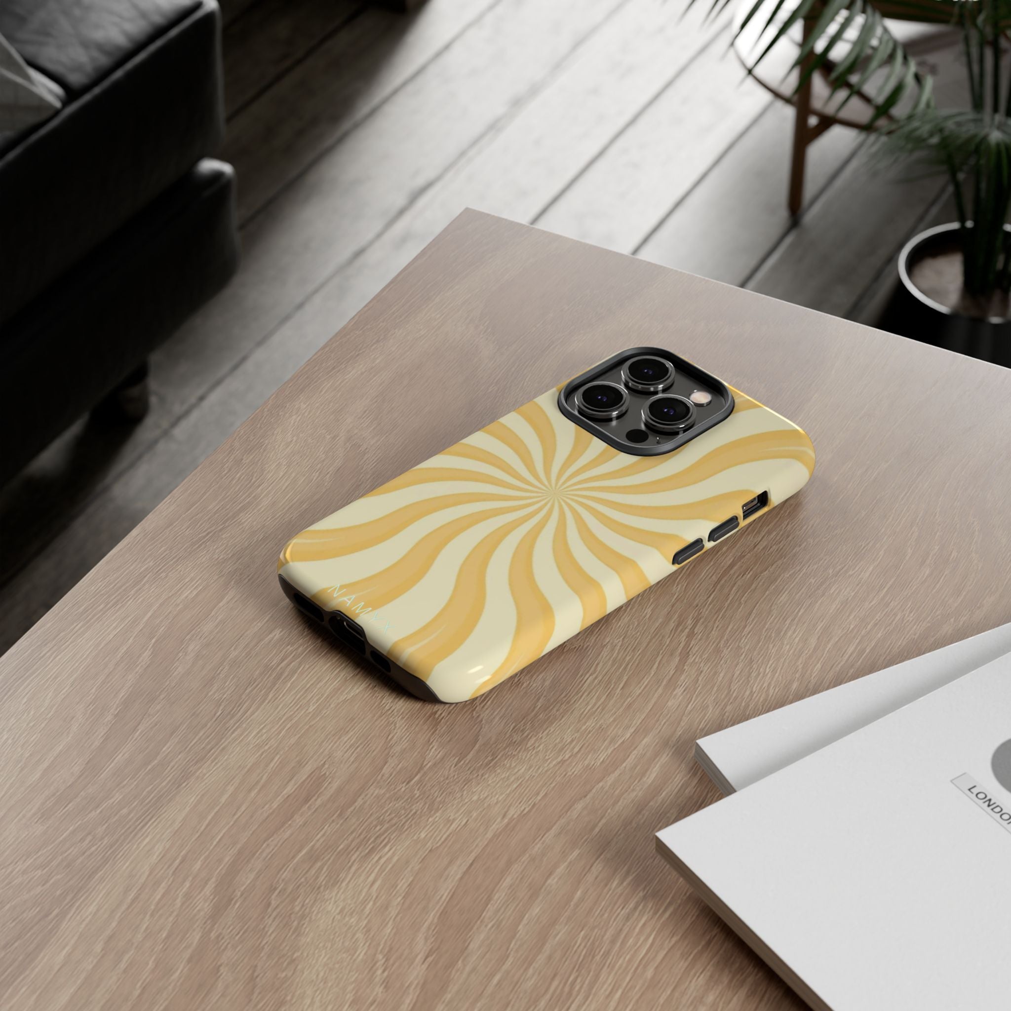 Phone Case — Retro Yellow Swirl Tough Protective Cover