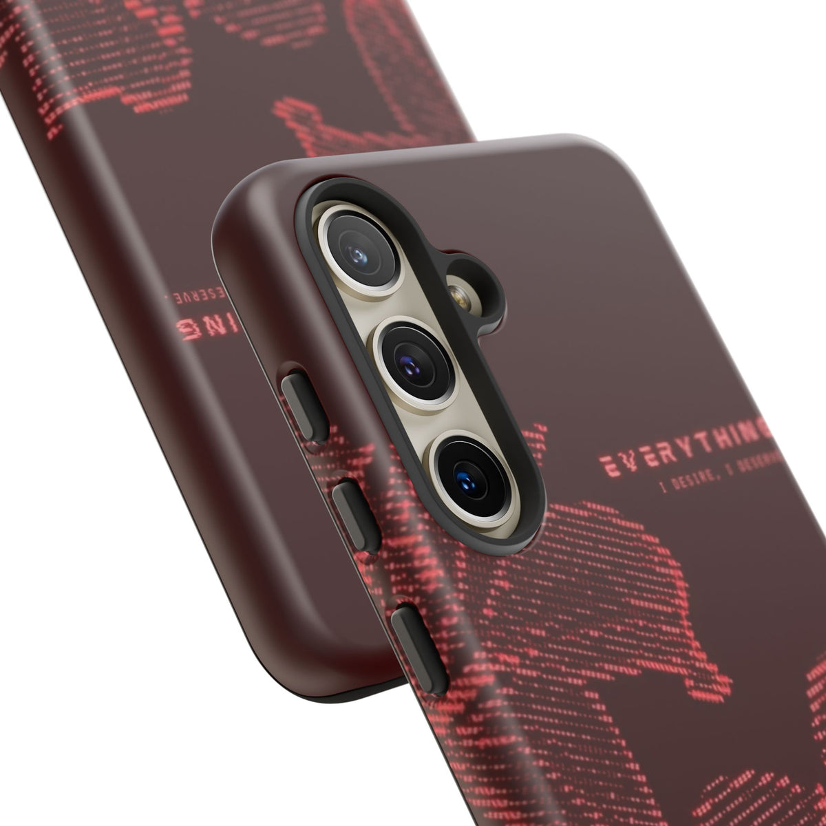 Floral Tough Phone Case — 'Everything' Burgundy Protective Cover
