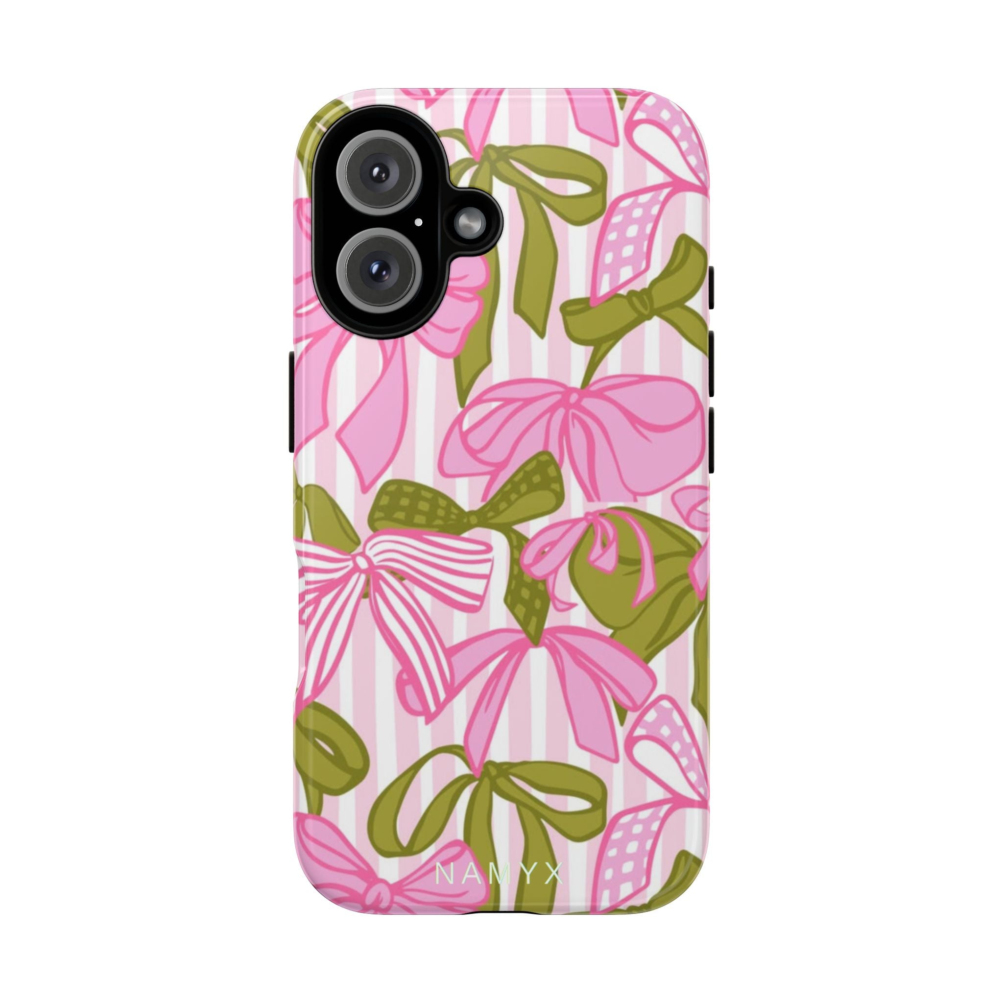 Bow Pattern Tough Case - Pink & Olive Floral Phone Cover