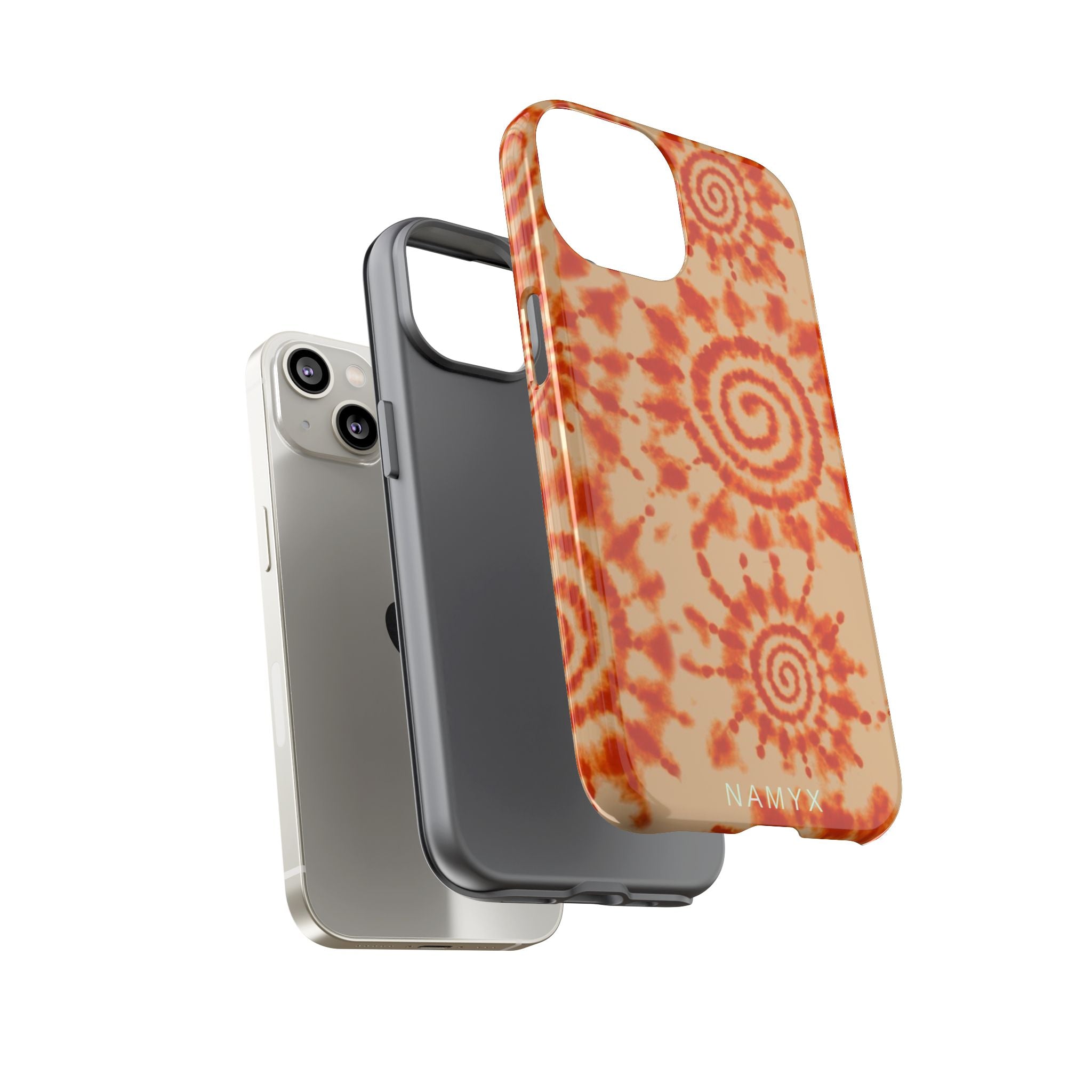 Tie-Dye Spiral Tough Phone Case — Orange Retro Protective Case