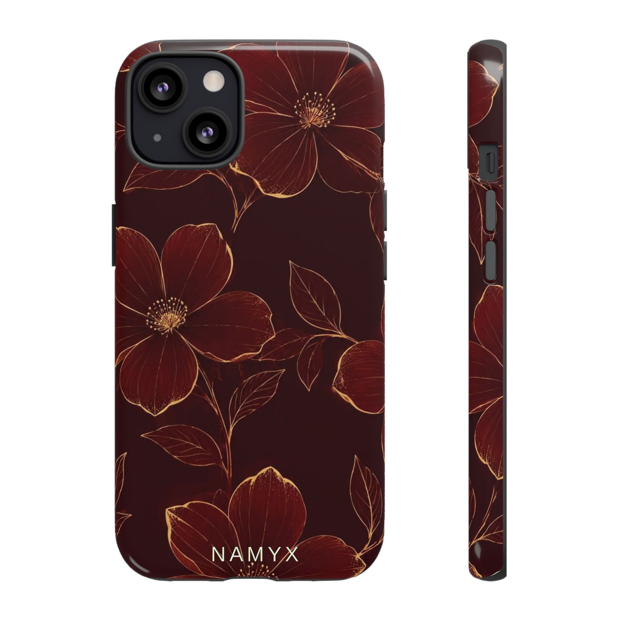 Floral Tough Case — Dark Red Botanical Phone Case