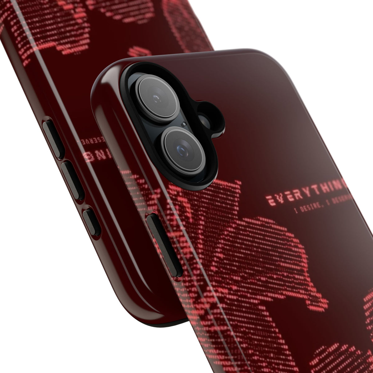 Floral Tough Phone Case — 'Everything' Burgundy Protective Cover