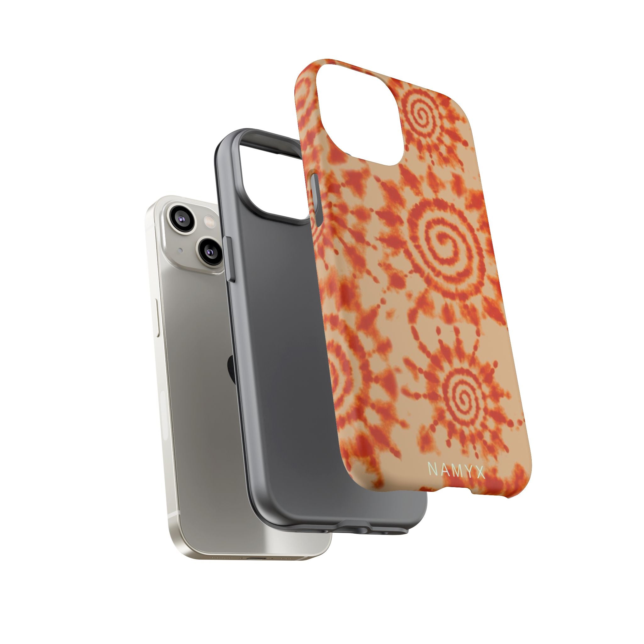 Tie-Dye Spiral Tough Phone Case — Orange Retro Protective Case