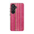 Pink Vertical Stripe Tough Phone Case — Durable Protective iPhone Cover with Subtle Vintage Stripes