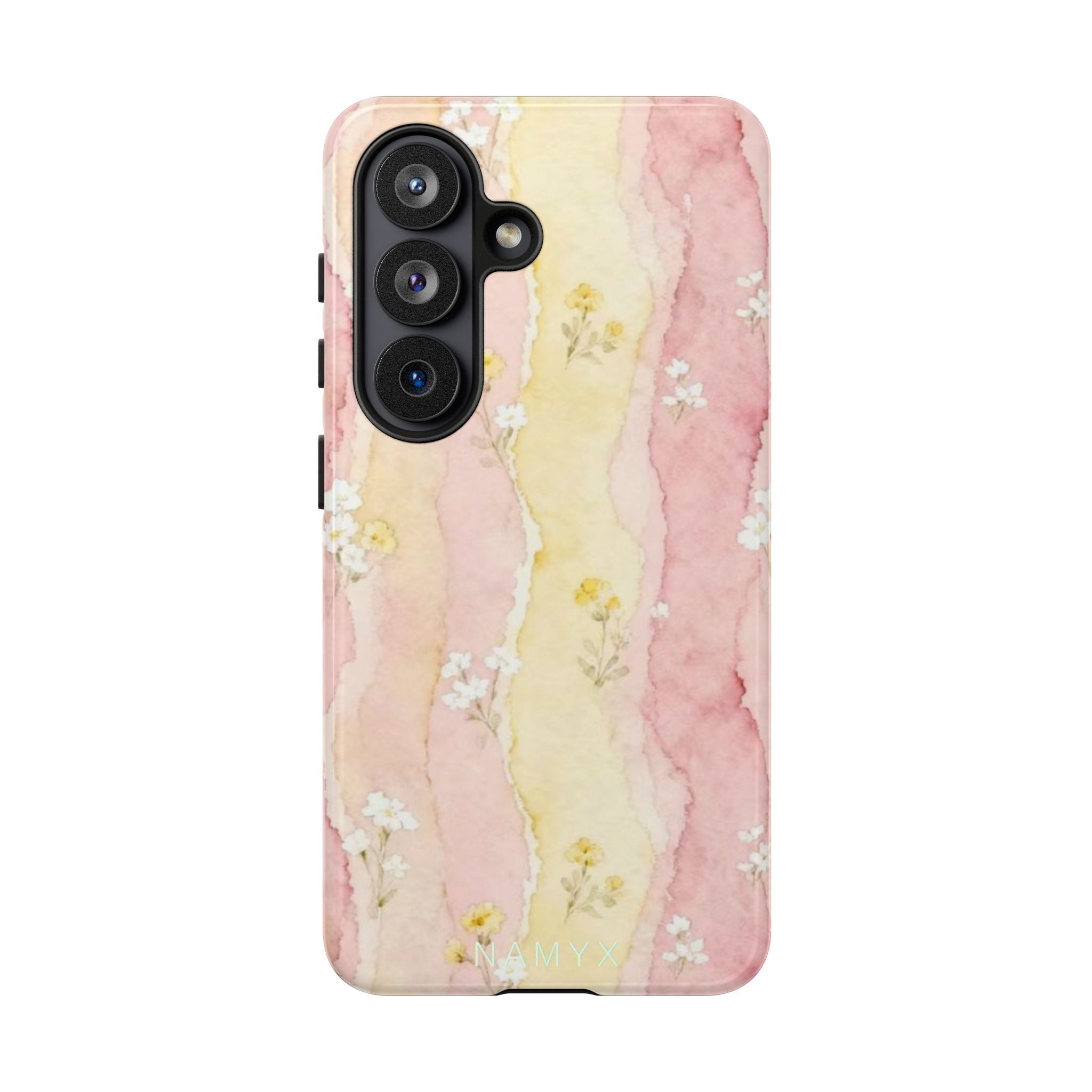 Floral Watercolor Tough Phone Case — Pink & Yellow Daisy Protective Cover