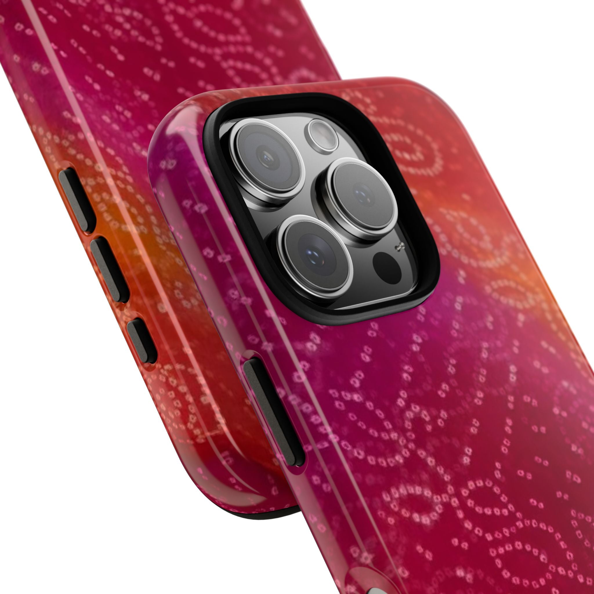 Floral Bandana Tough Case — Protective Phone Case with Pink Orange Paisley Design