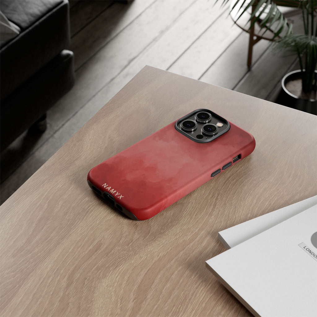Red Watercolor Tough Phone Case — Durable Protective iPhone Cover