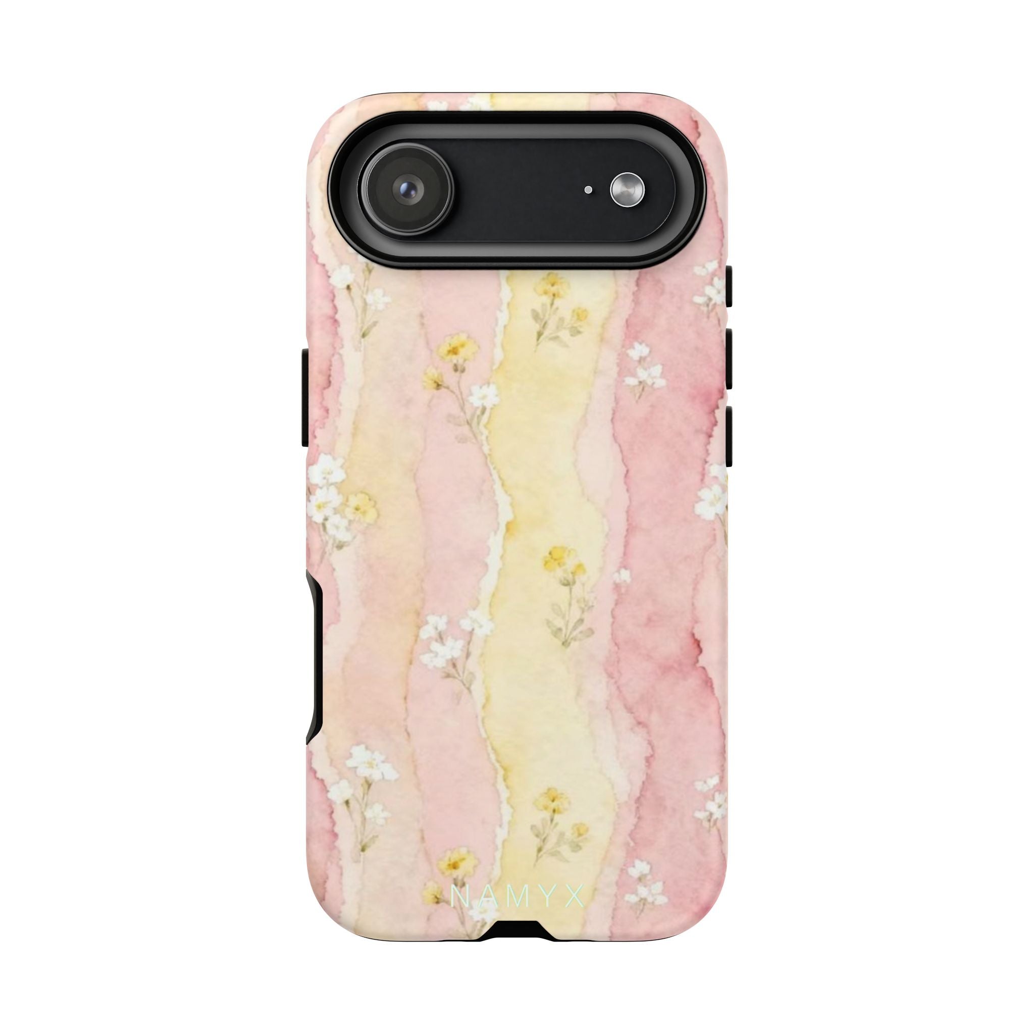 Floral Watercolor Tough Phone Case — Pink & Yellow Daisy Protective Cover
