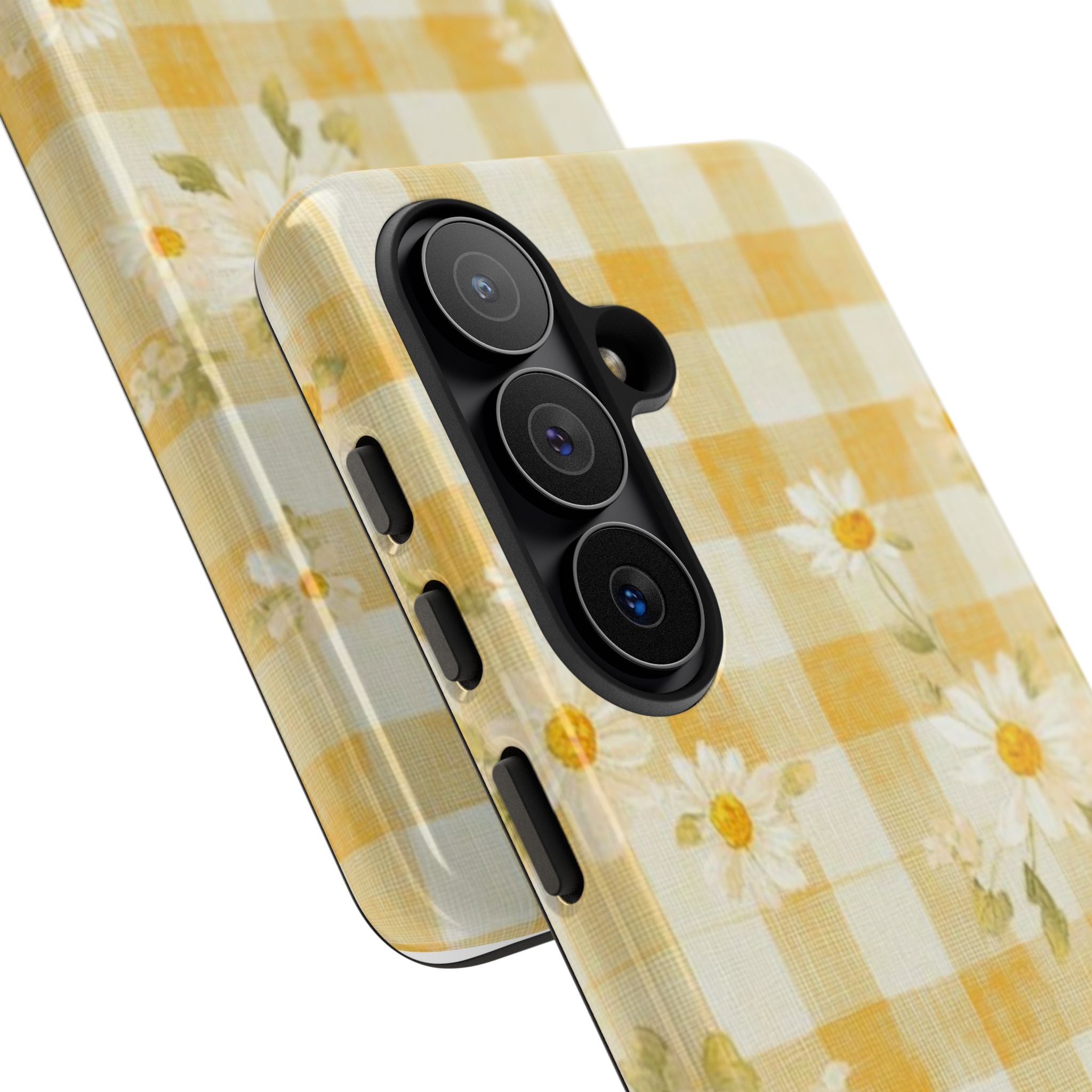 Daisy Gingham Tough Phone Case — Yellow Floral Protective Cover