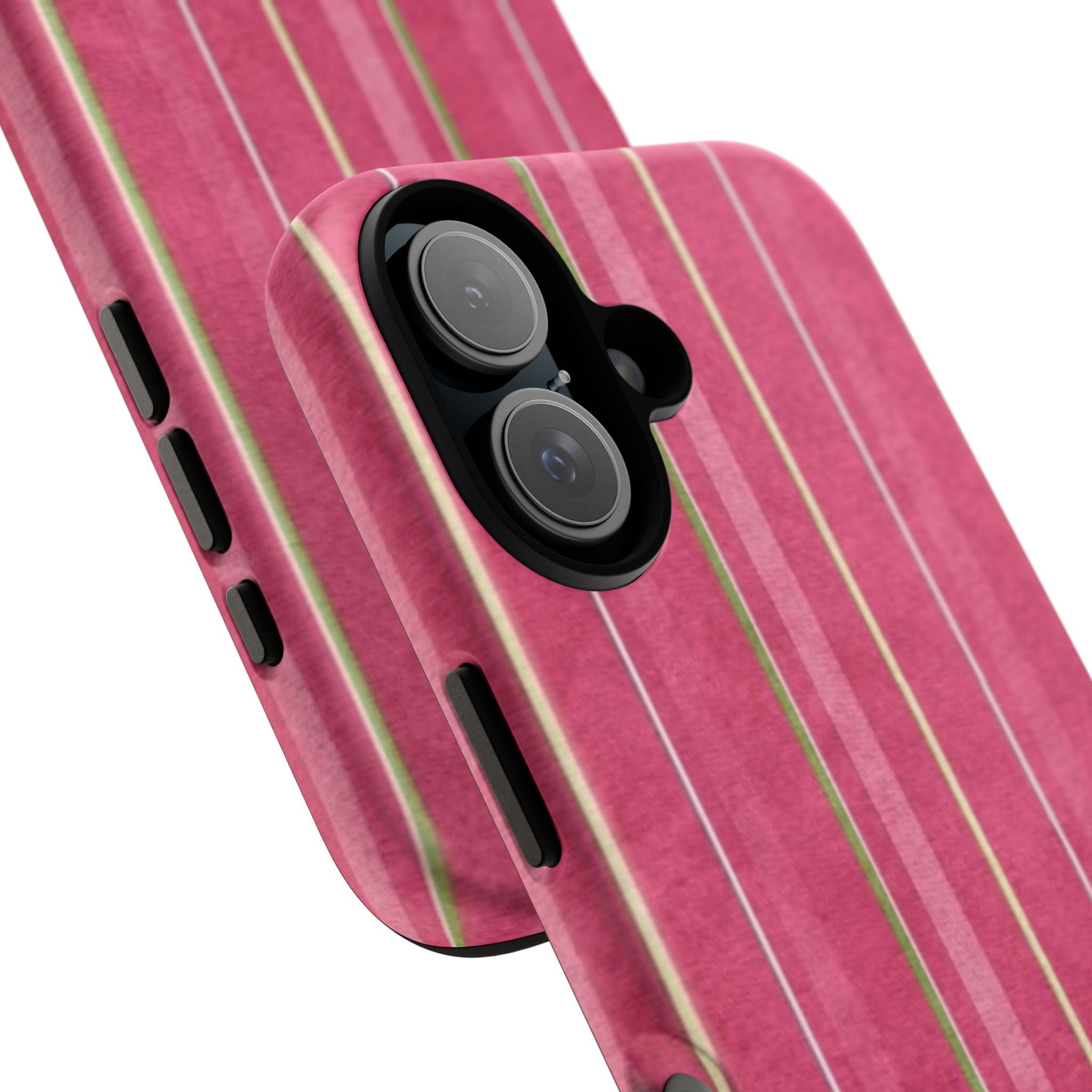 Pink Vertical Stripe Tough Phone Case — Durable Protective iPhone Cover with Subtle Vintage Stripes