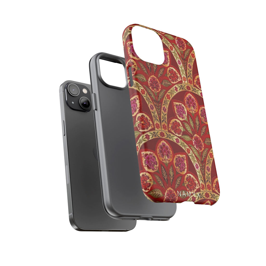 Floral Paisley Tough Phone Case — Red Gold Vintage Pattern