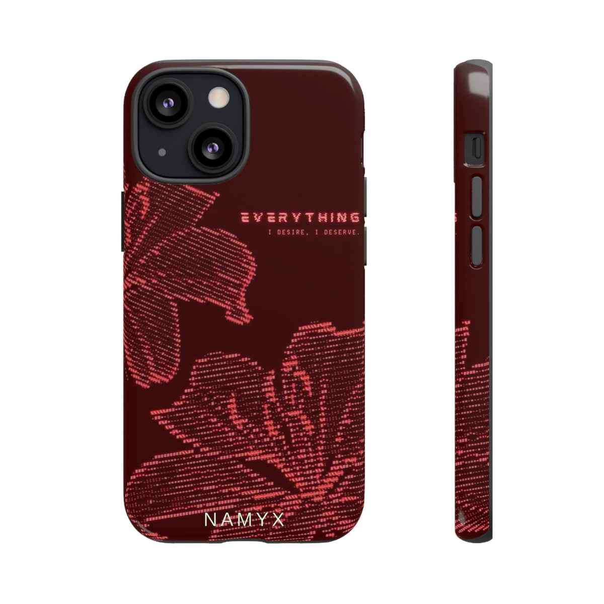 Floral Tough Phone Case — 'Everything' Burgundy Protective Cover