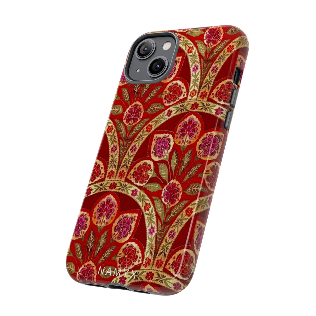 Floral Paisley Tough Phone Case — Red Gold Vintage Pattern