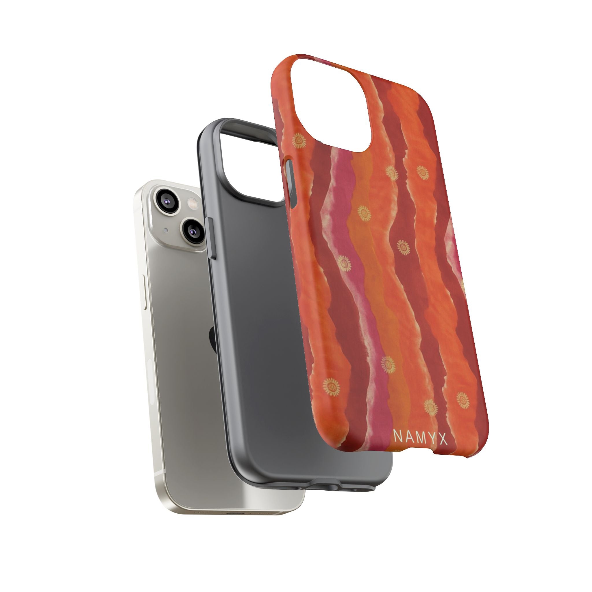 Abstract Red Waves Phone Case — Bold Orange & Pink Protective Tough Case