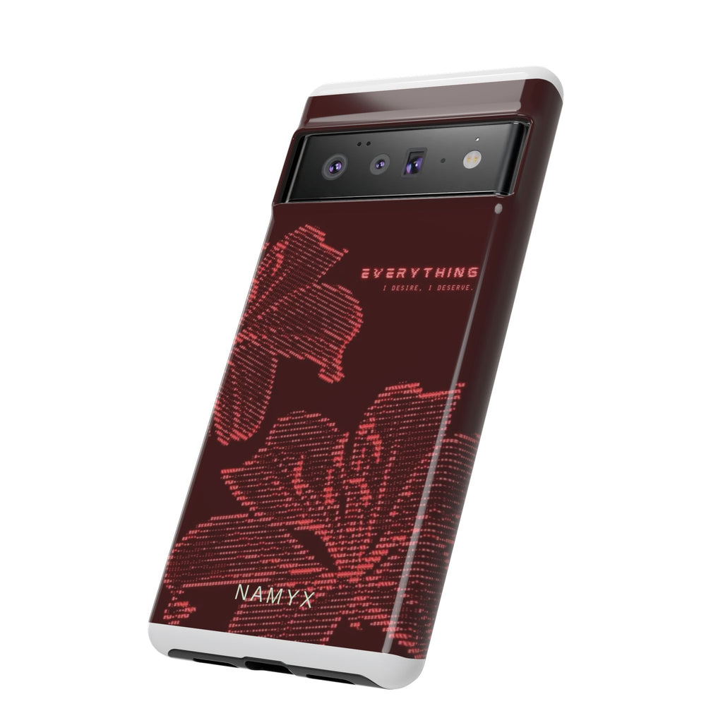 Floral Tough Phone Case — 'Everything' Burgundy Protective Cover