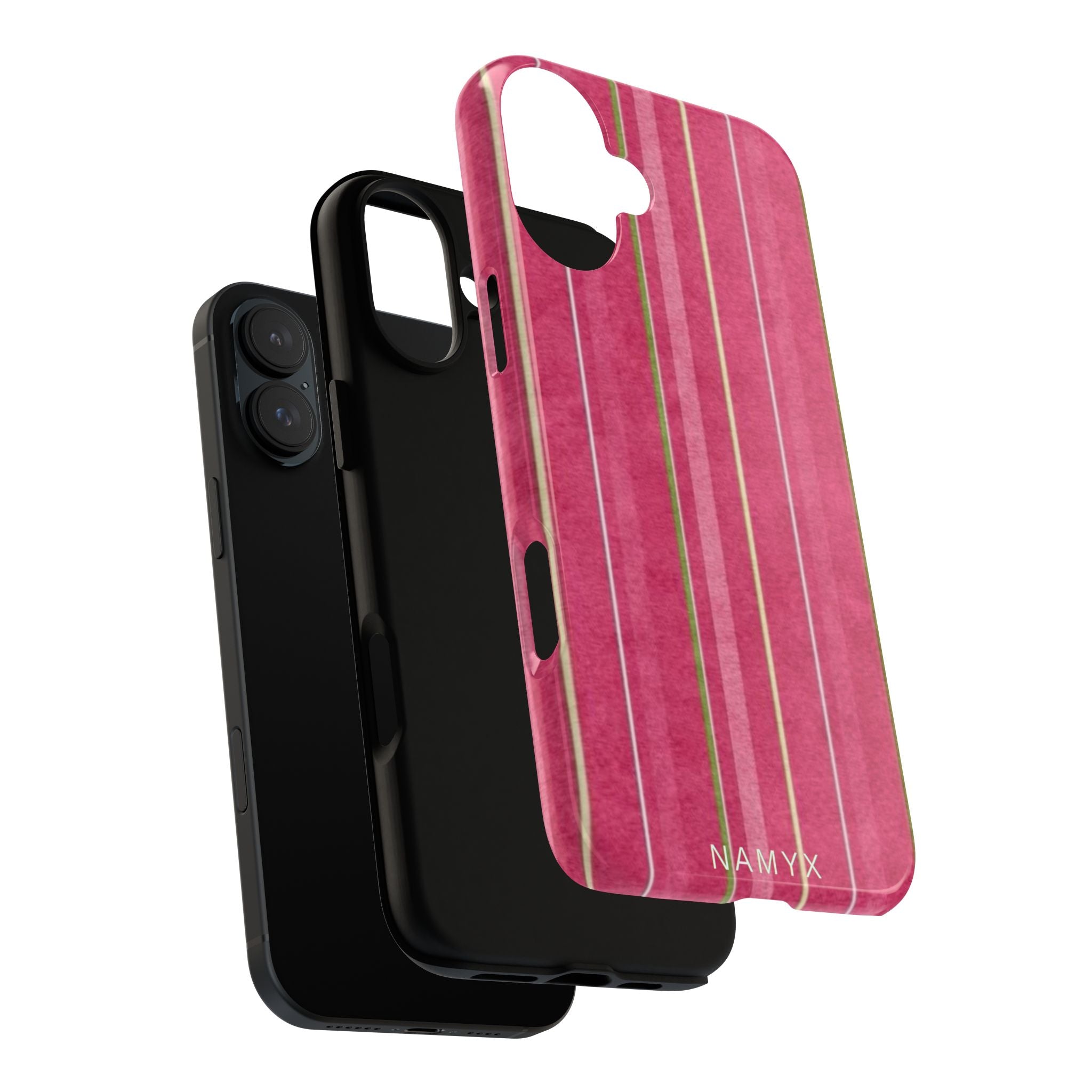 Pink Vertical Stripe Tough Phone Case — Durable Protective iPhone Cover with Subtle Vintage Stripes