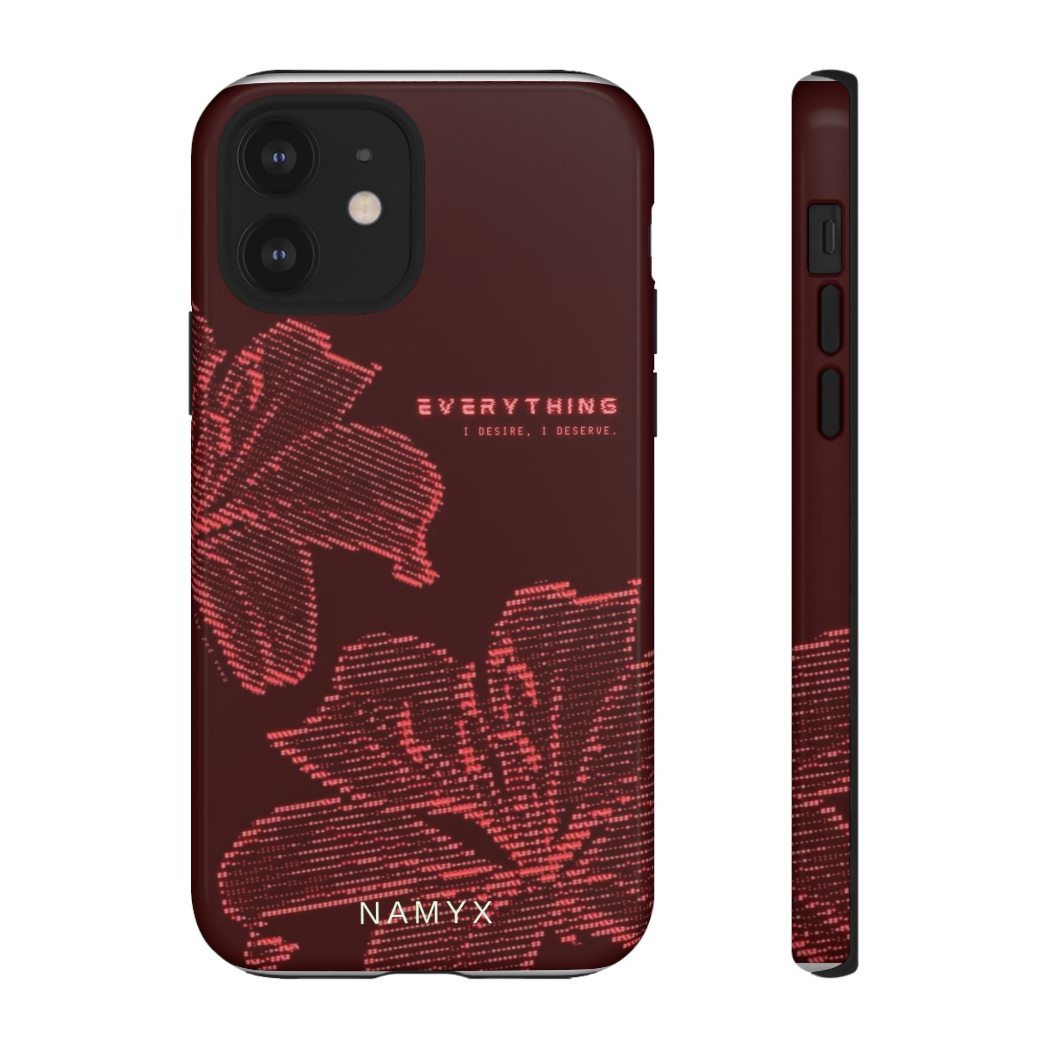 Floral Tough Phone Case — 'Everything' Burgundy Protective Cover