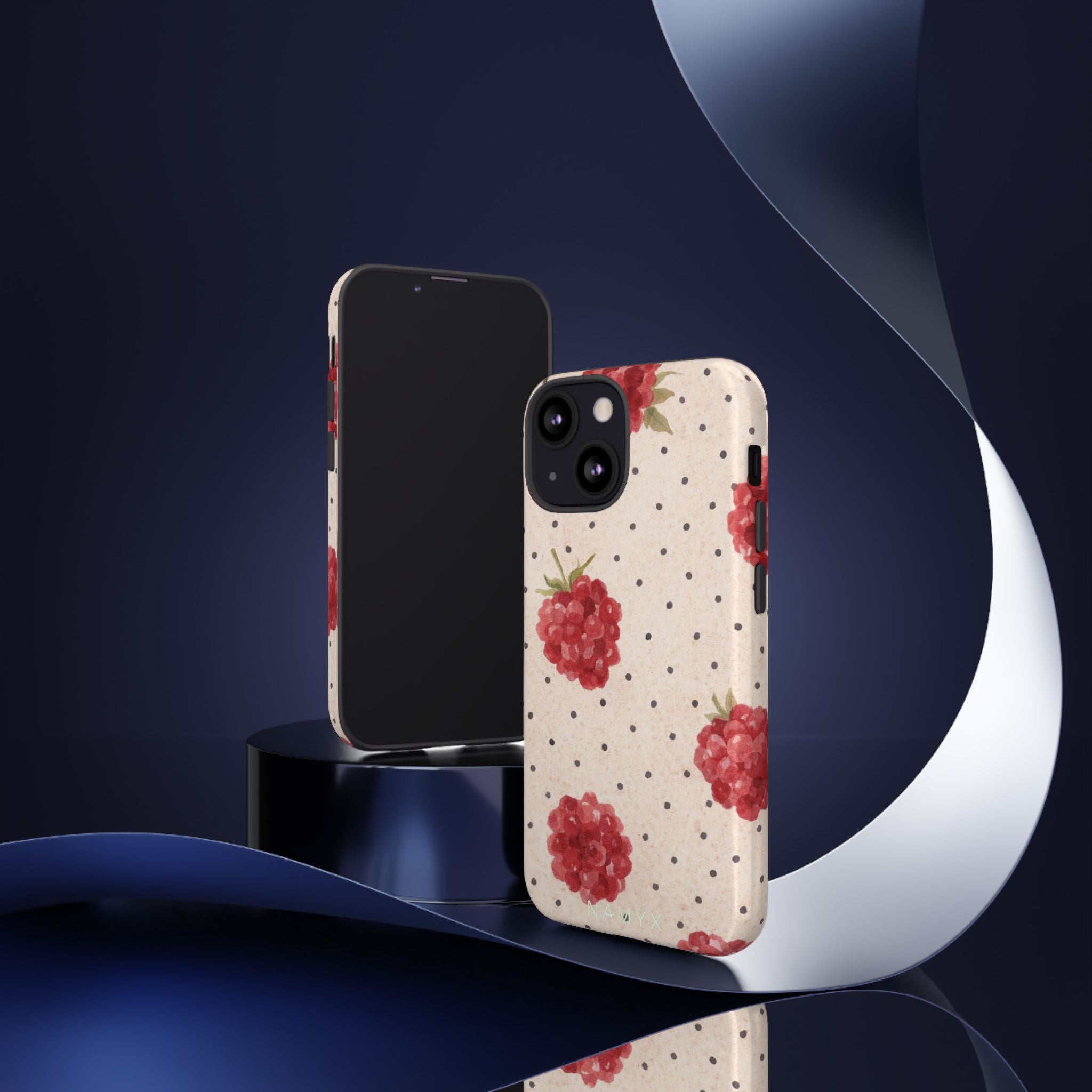 Raspberry Dotted Tough Phone Case — Vintage Floral Protective Cover