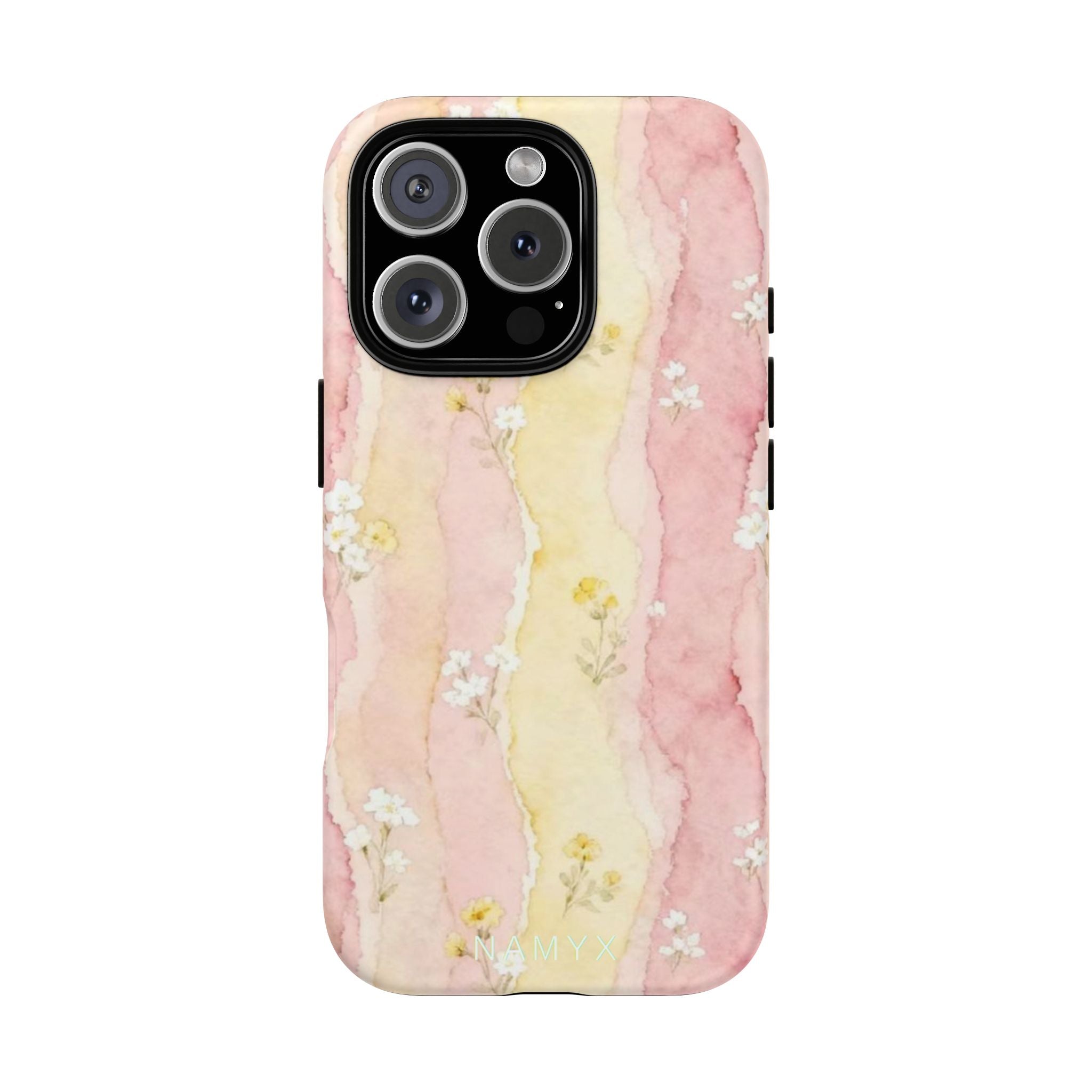 Floral Watercolor Tough Phone Case — Pink & Yellow Daisy Protective Cover