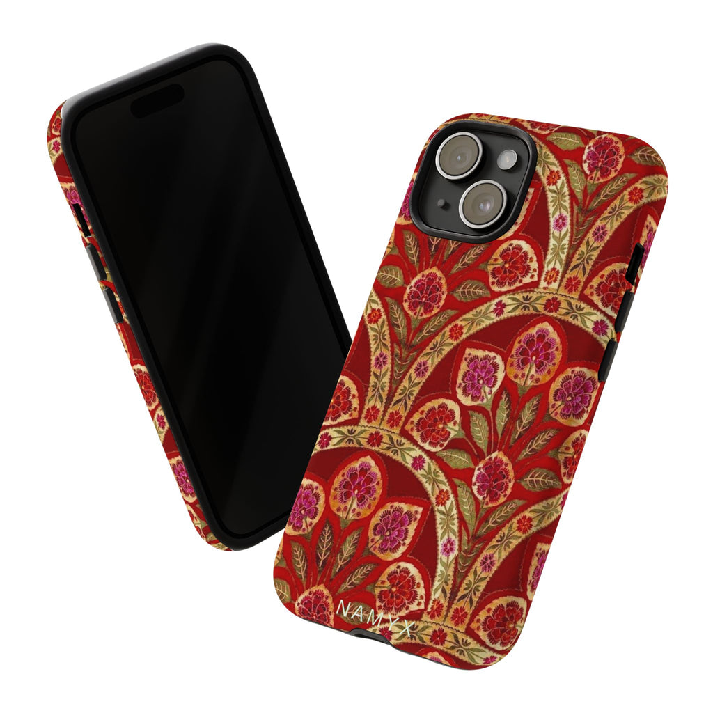 Floral Paisley Tough Phone Case — Red Gold Vintage Pattern