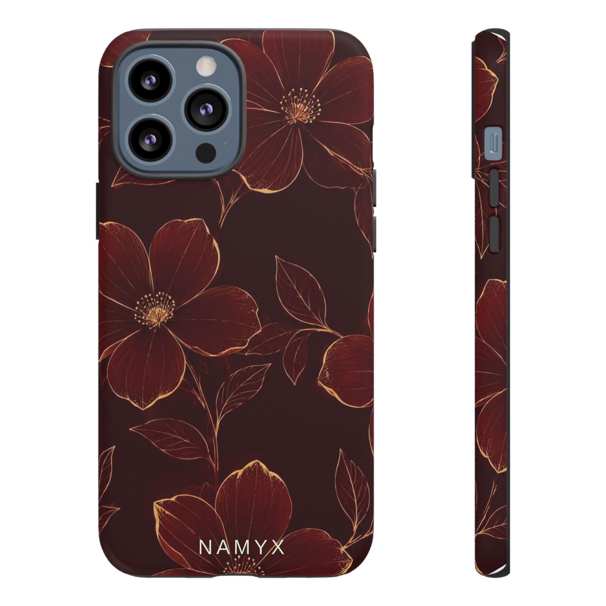 Floral Tough Case — Dark Red Botanical Phone Case