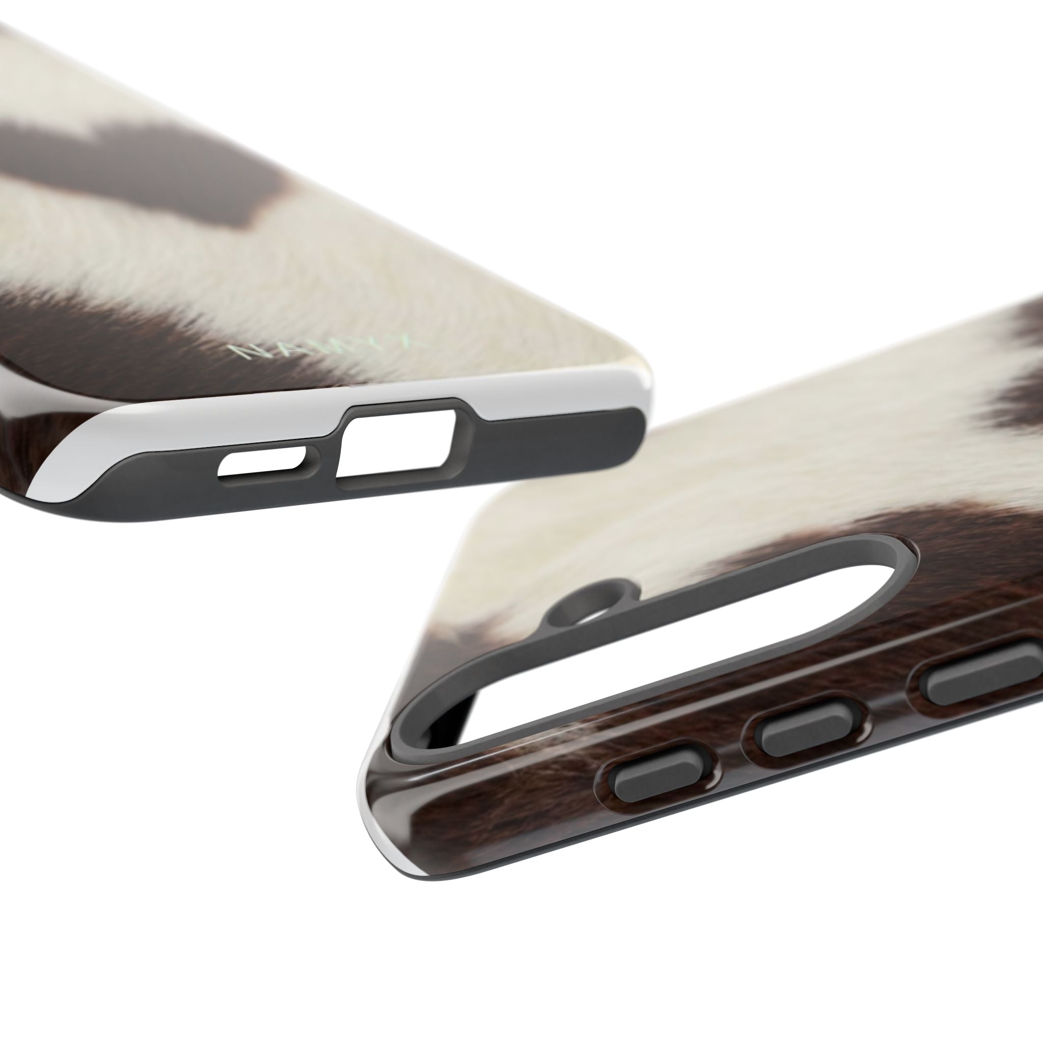 Cowhide Heart Phone Case — Cute Cow Print Protective iPhone Cover