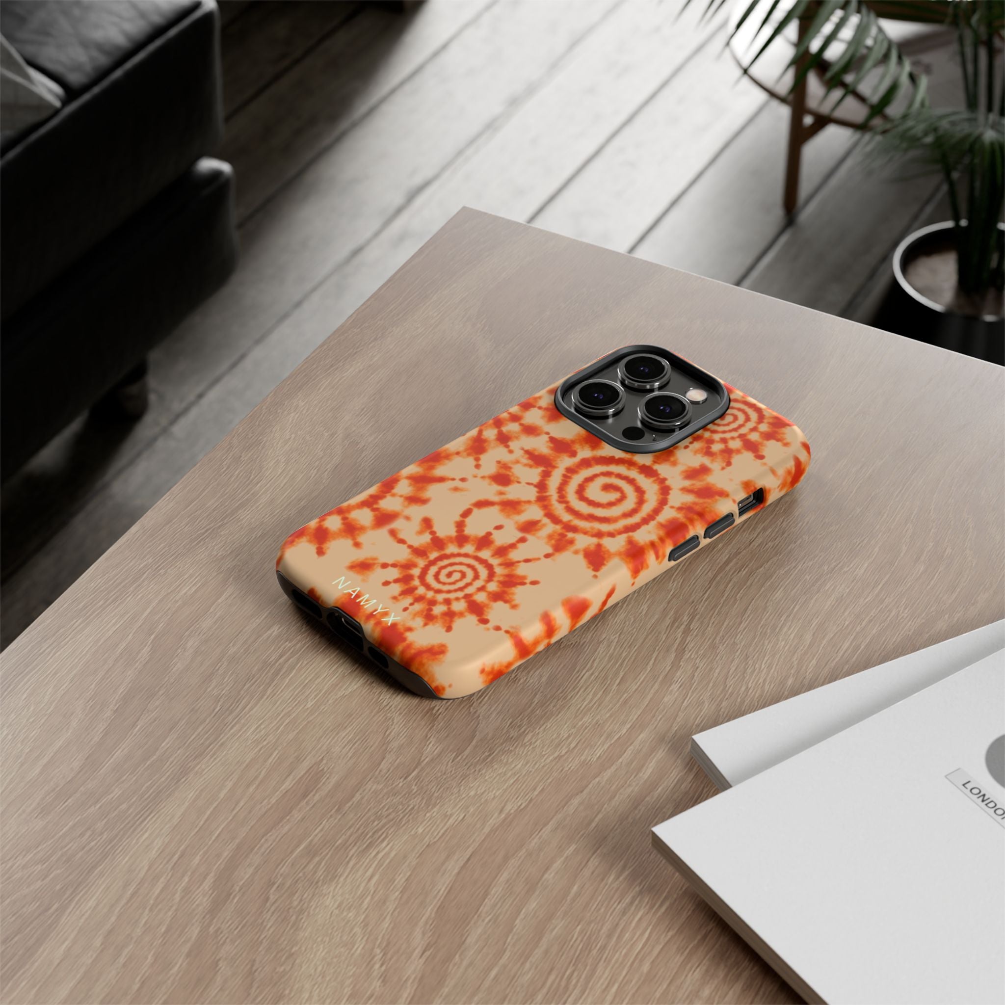 Tie-Dye Spiral Tough Phone Case — Orange Retro Protective Case