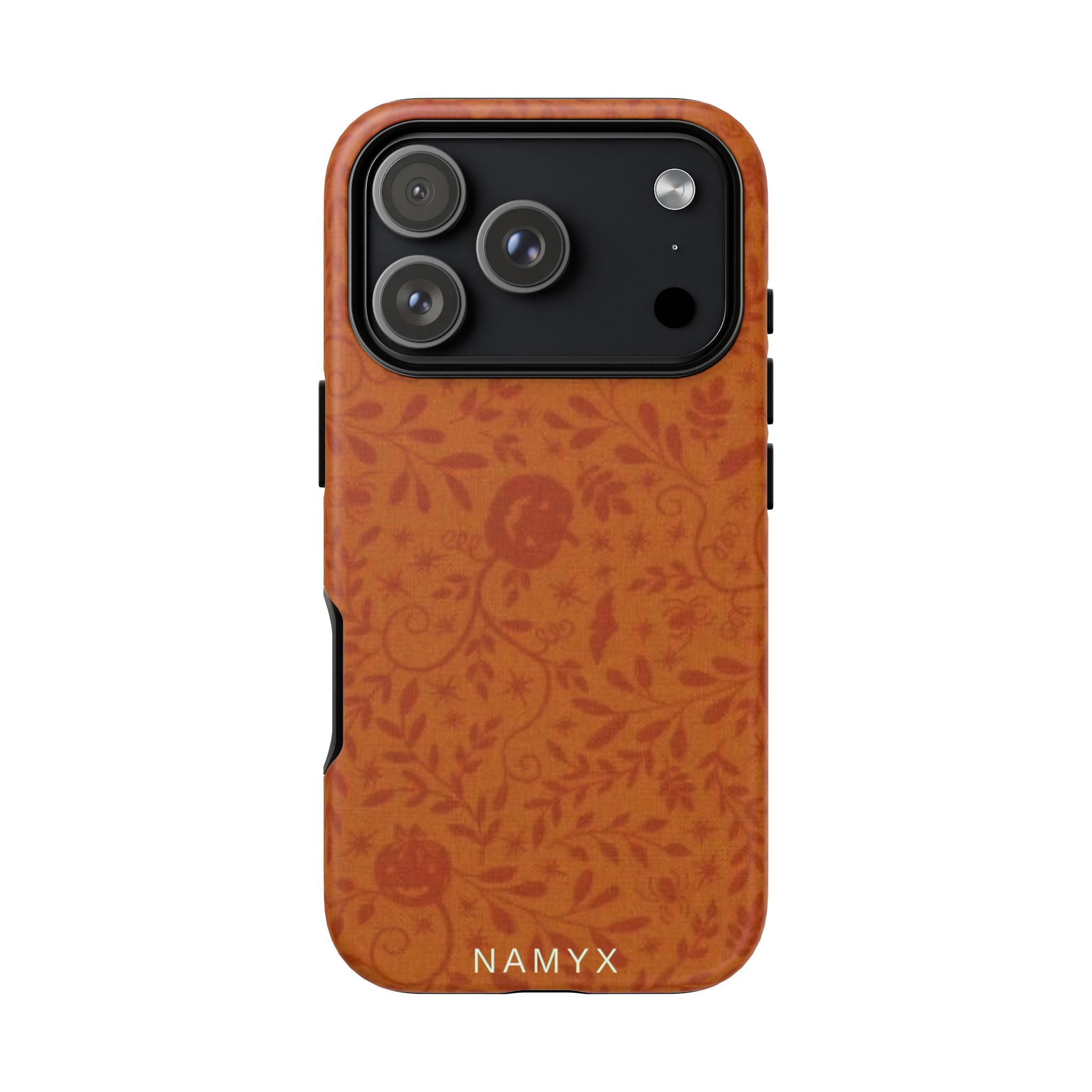 Floral Leather Phone Case — Rustic Orange Botanical Tough Case