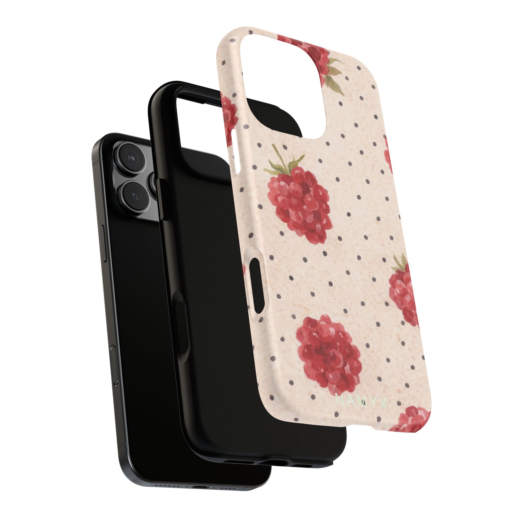 Raspberry Dotted Tough Phone Case — Vintage Floral Protective Cover