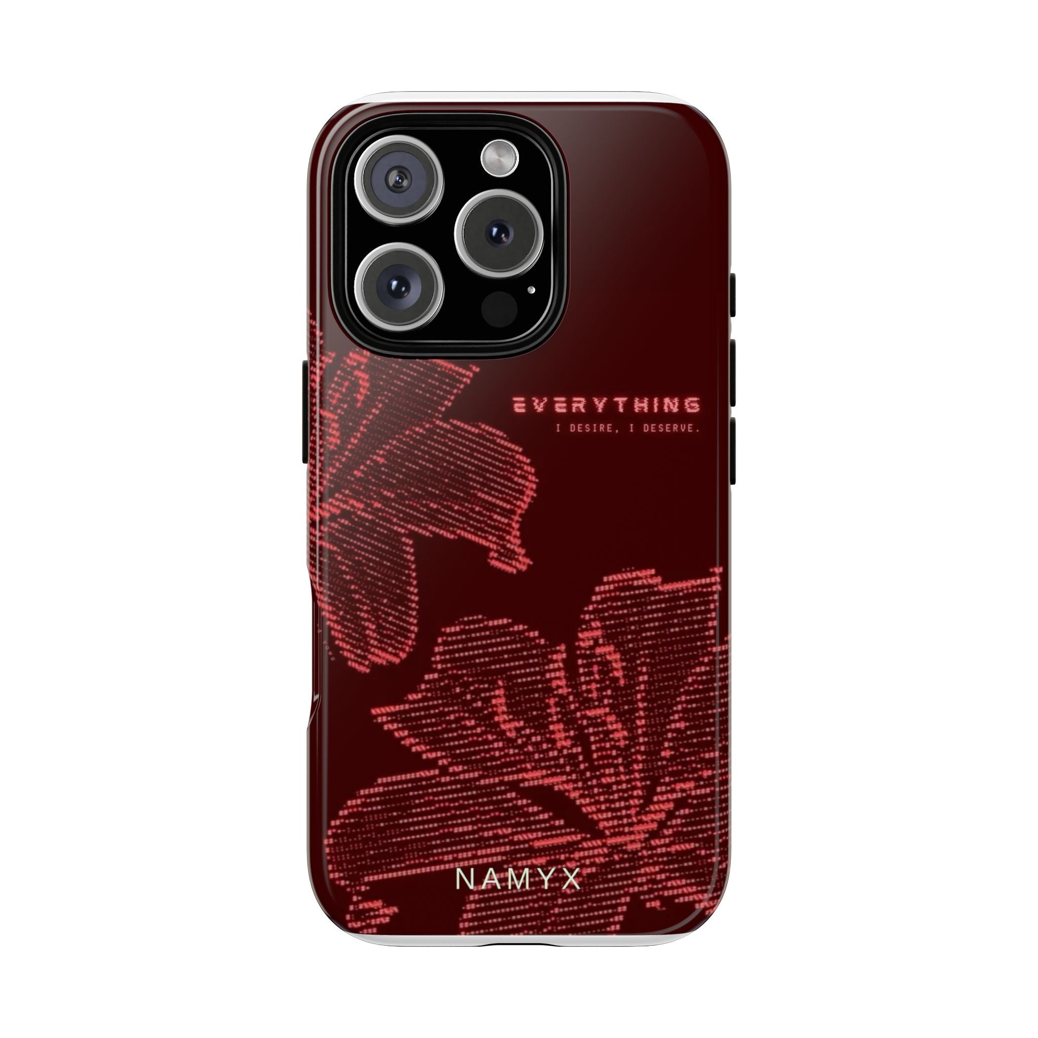 Floral Tough Phone Case — 'Everything' Burgundy Protective Cover