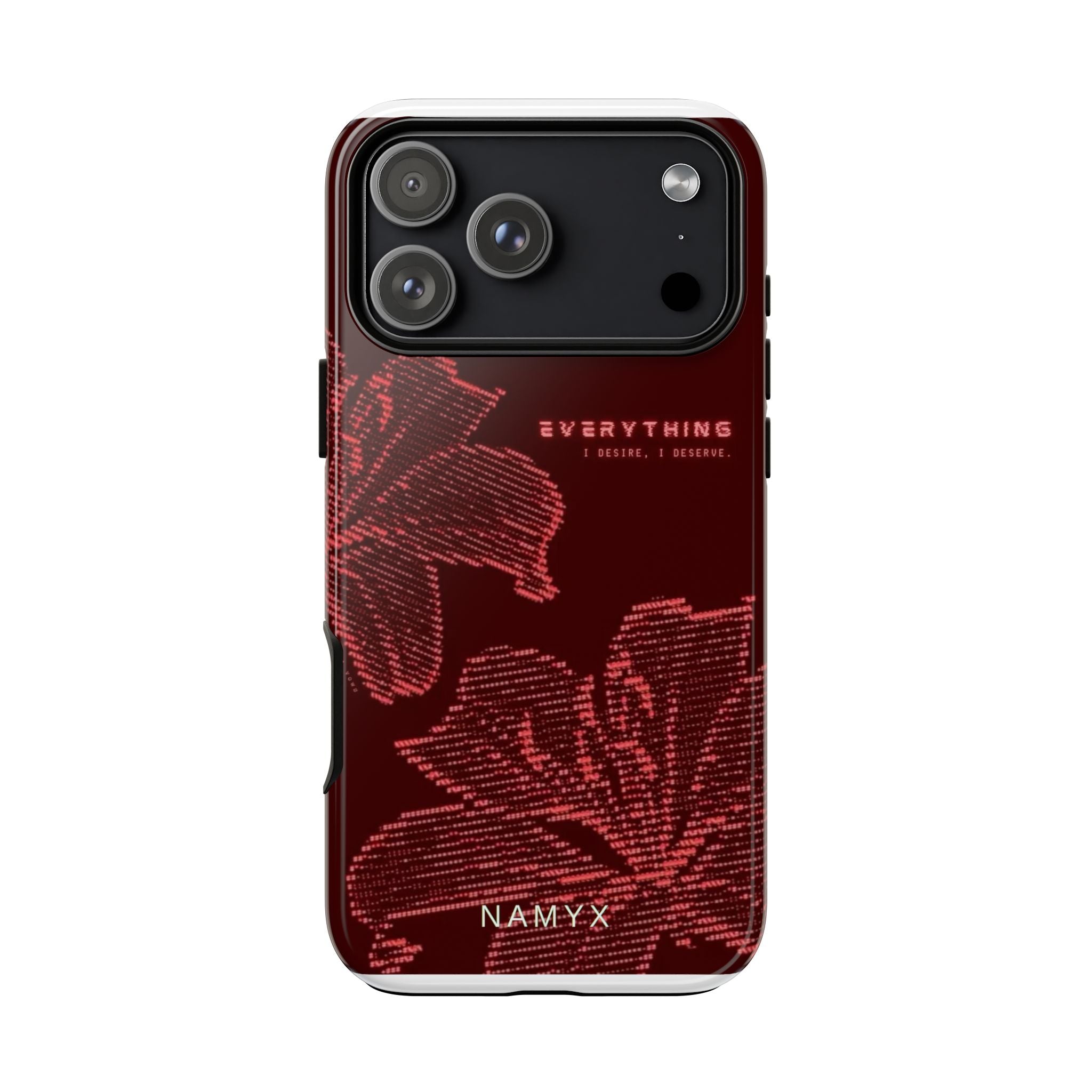 Floral Tough Phone Case — 'Everything' Burgundy Protective Cover