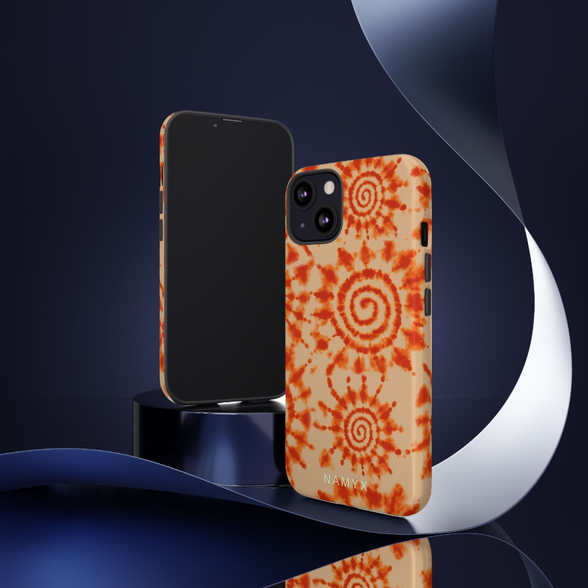 Tie-Dye Spiral Tough Phone Case — Orange Retro Protective Case