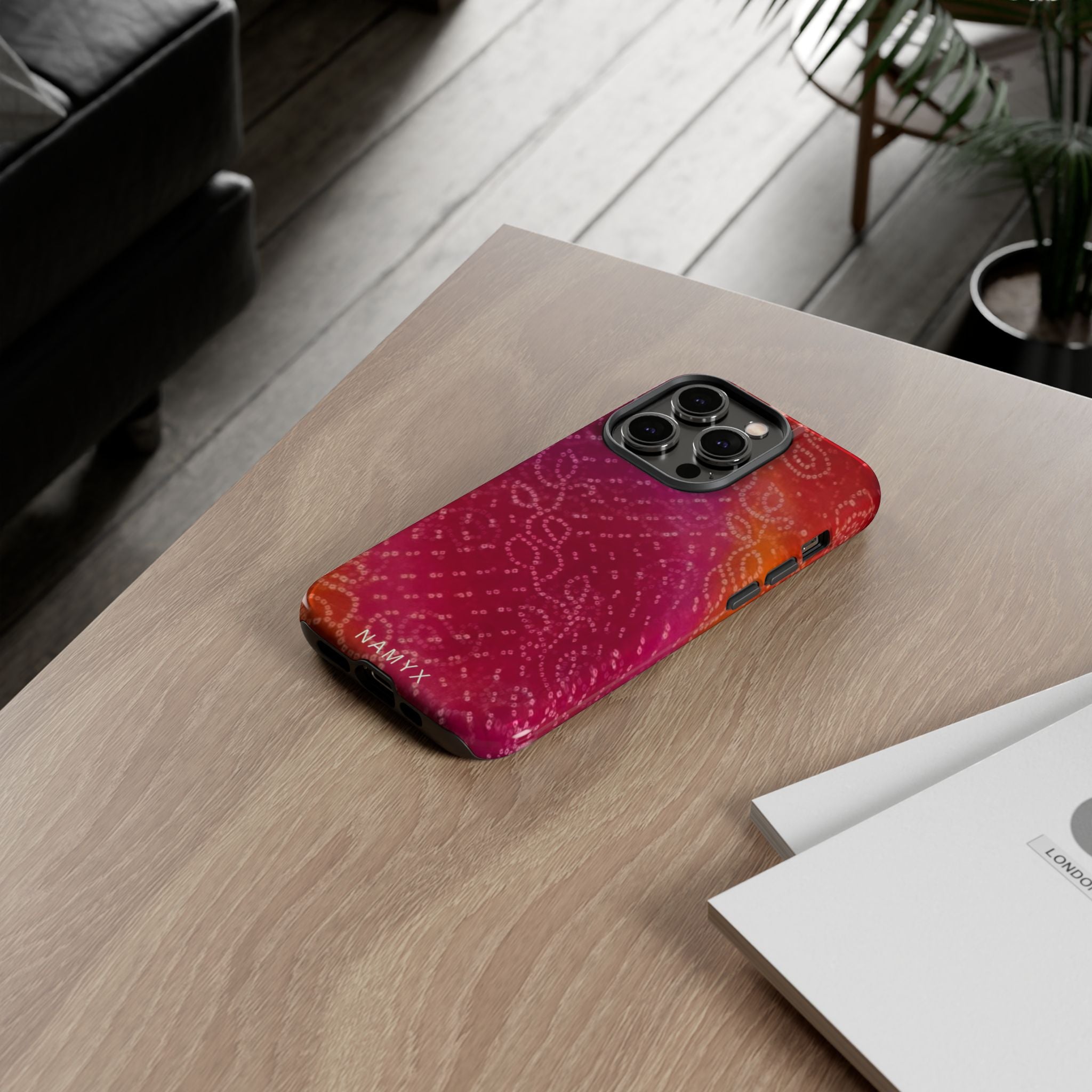 Floral Bandana Tough Case — Protective Phone Case with Pink Orange Paisley Design